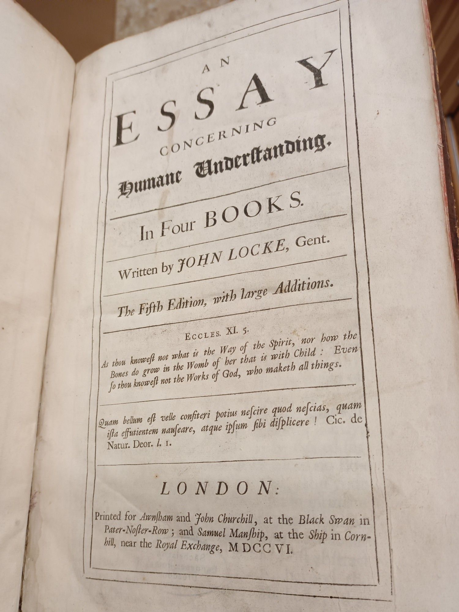 John Locke: An Essay Concerning Human Understanding, London 1706