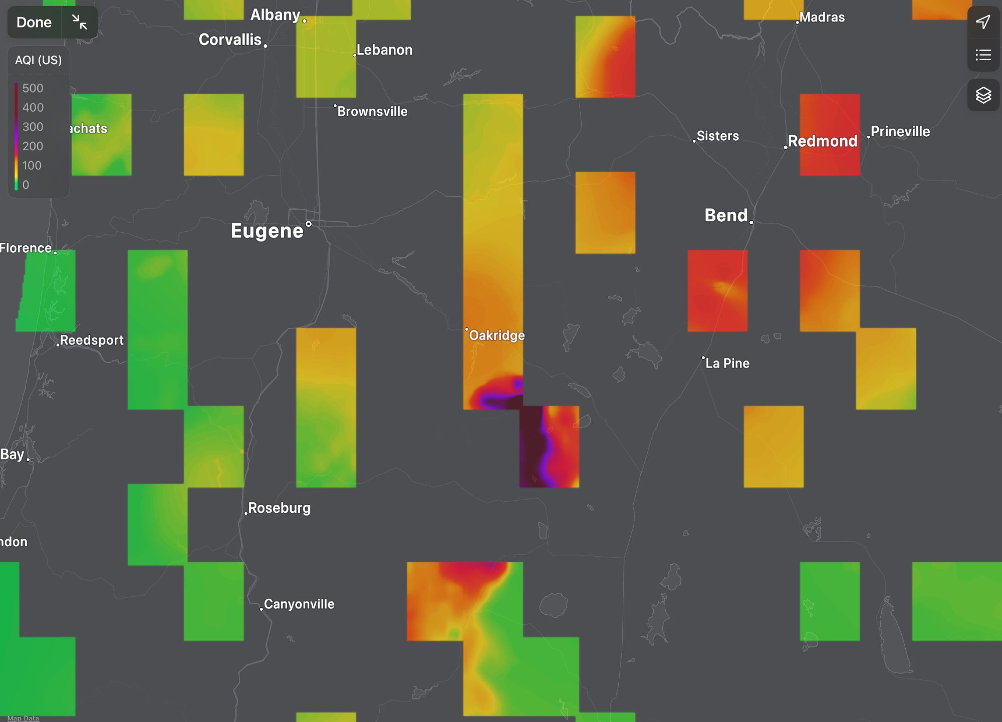 Zoom of the same data showing maybe 30% coverage, leaving lots of blank space.