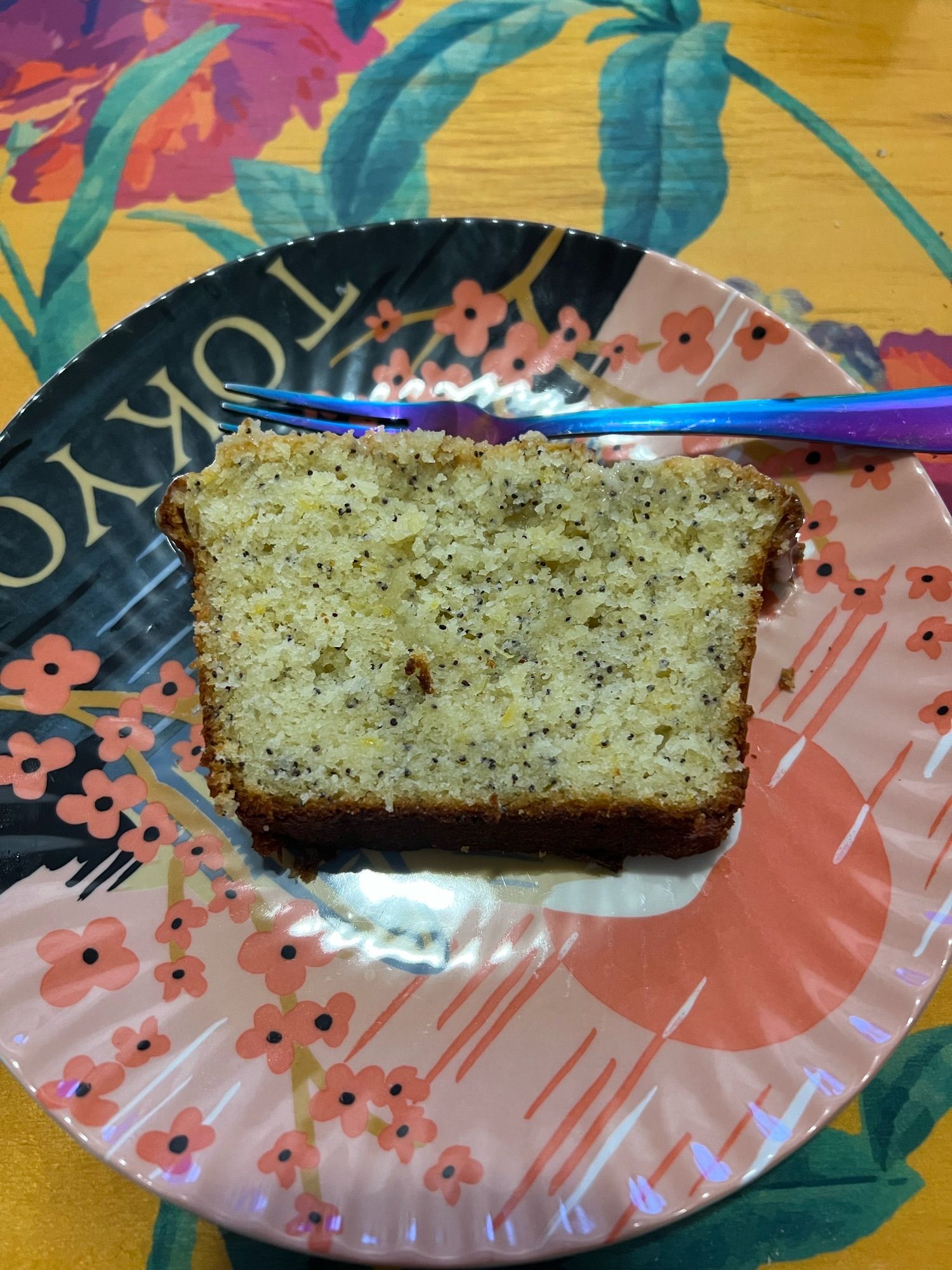 A slice of lemon poppyseed loaf