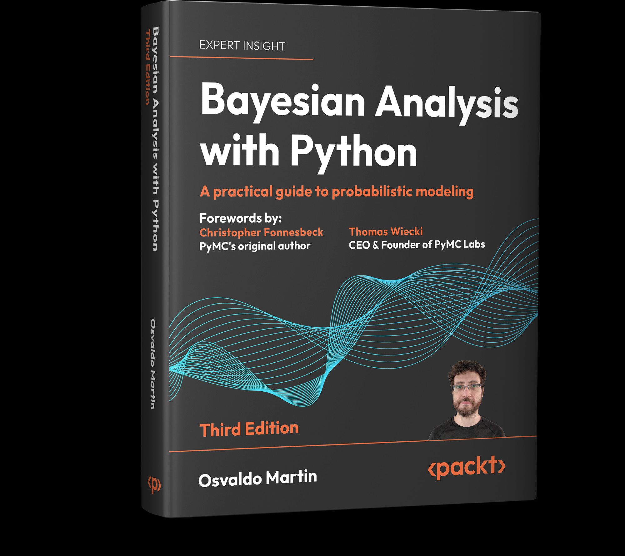 3D cover of the book Bayesian Analysis with Python, third edition