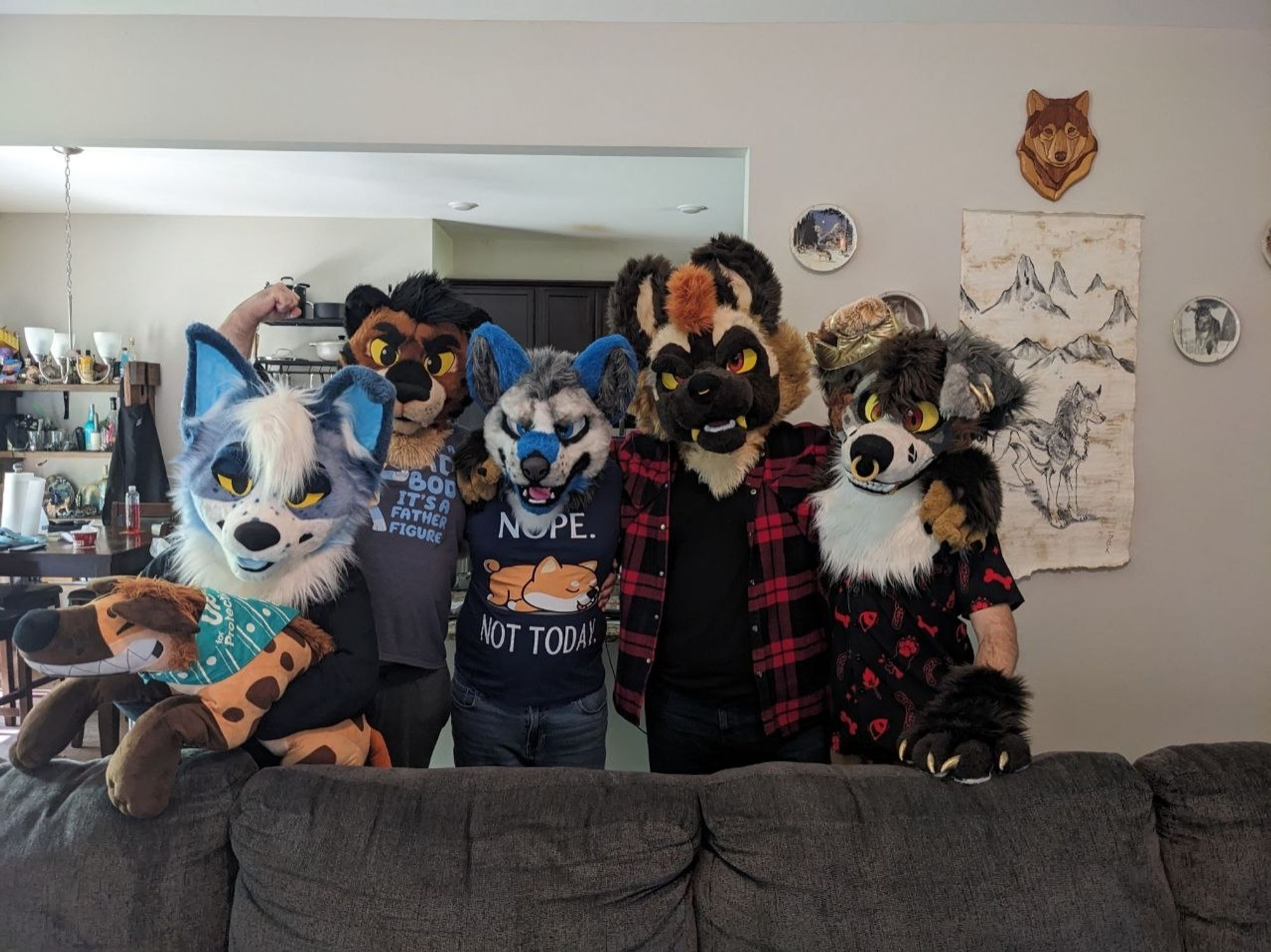 Group suit picture with Lyra, Chazz, Cubic, Rojas, and Hallow from left to right