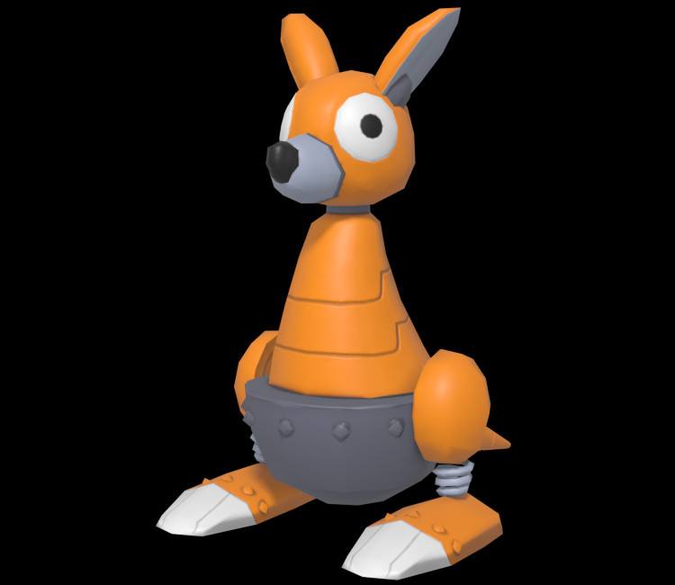 Kanga Clanga Badnik from Sonic Superstars. He is cute and orange, with a lovable blank eyed expression.