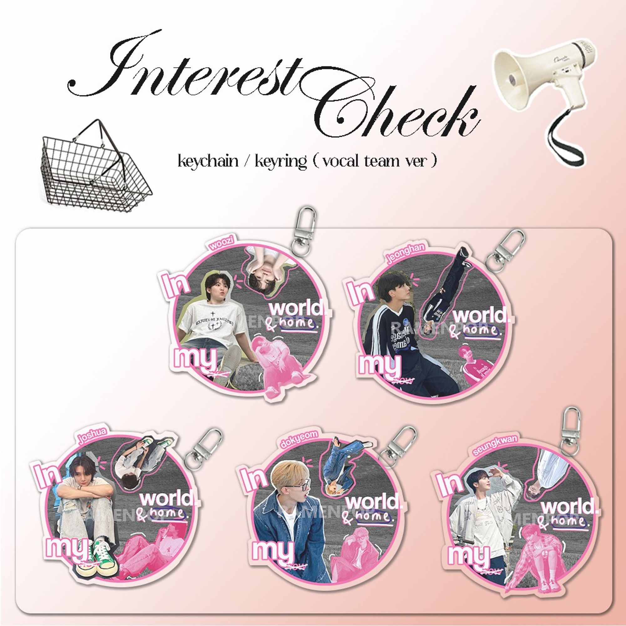 interest check wts keyring seventeen vocal team, check twitter @wonucatshop