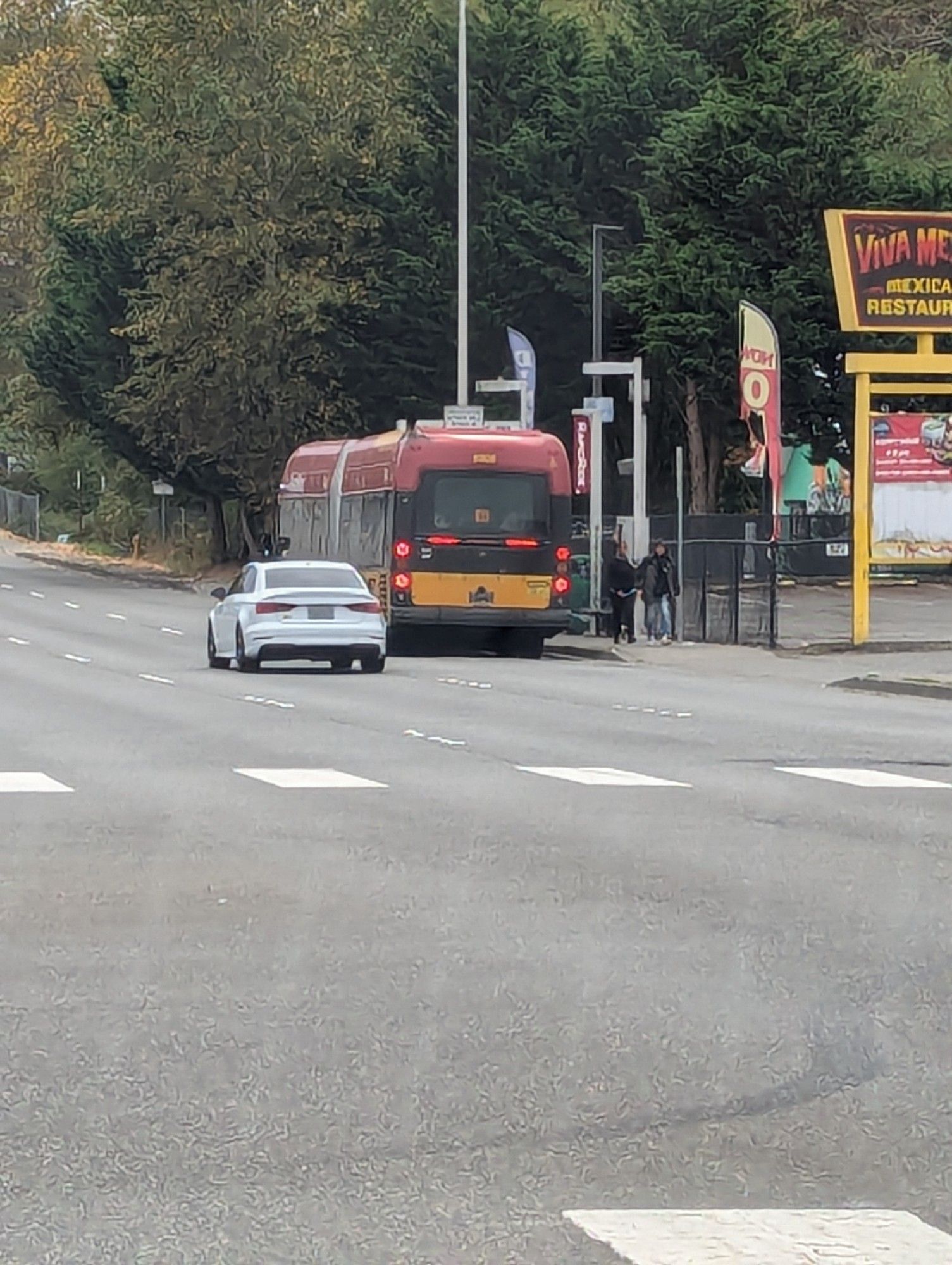 KC Metro bus 6000 - the rapidride prototype bus.  It's the only articulated hybrid bus in the fleet that has a rear window.