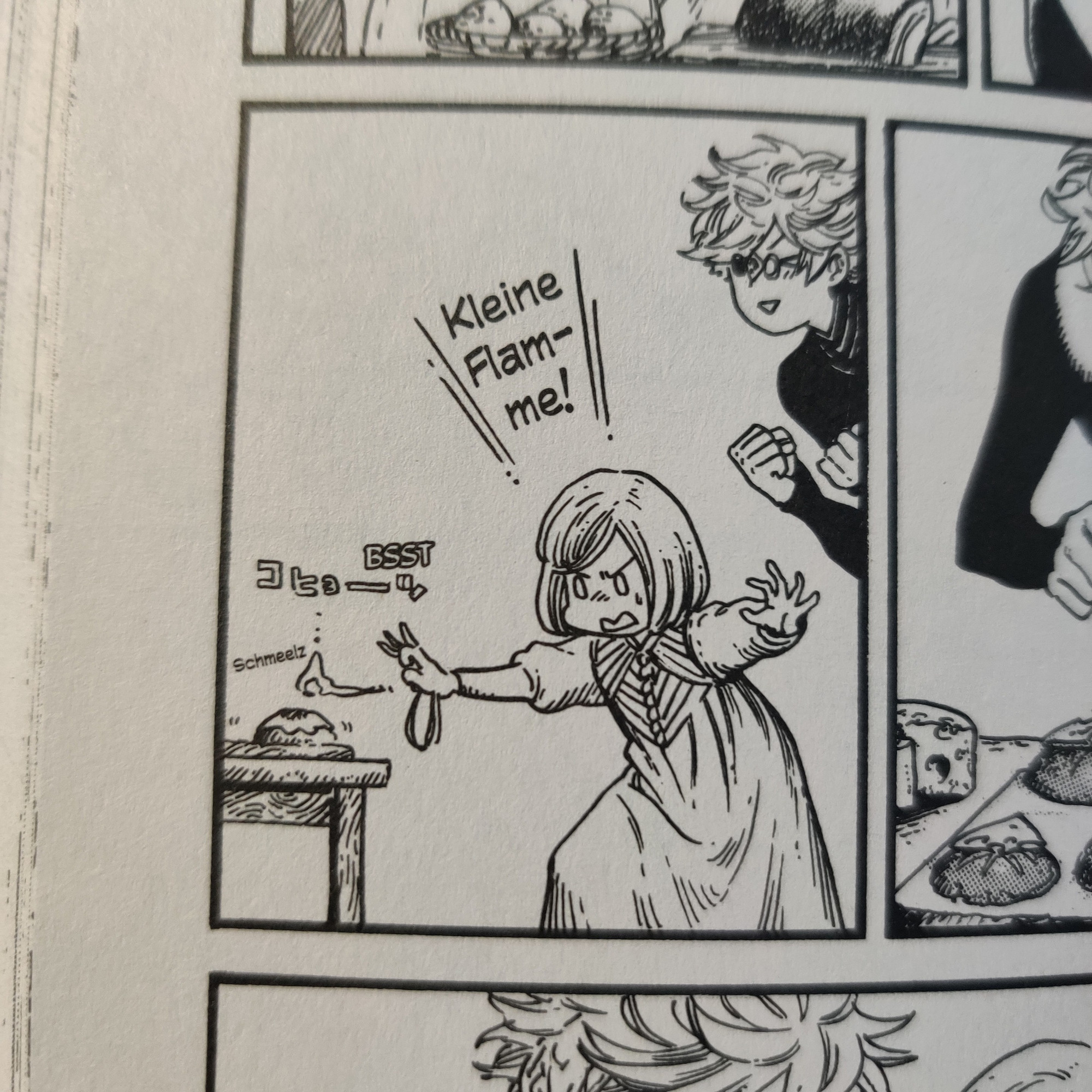 Ein Manga Panel in dem Coco die Magie "kleine Flamme" nutzt