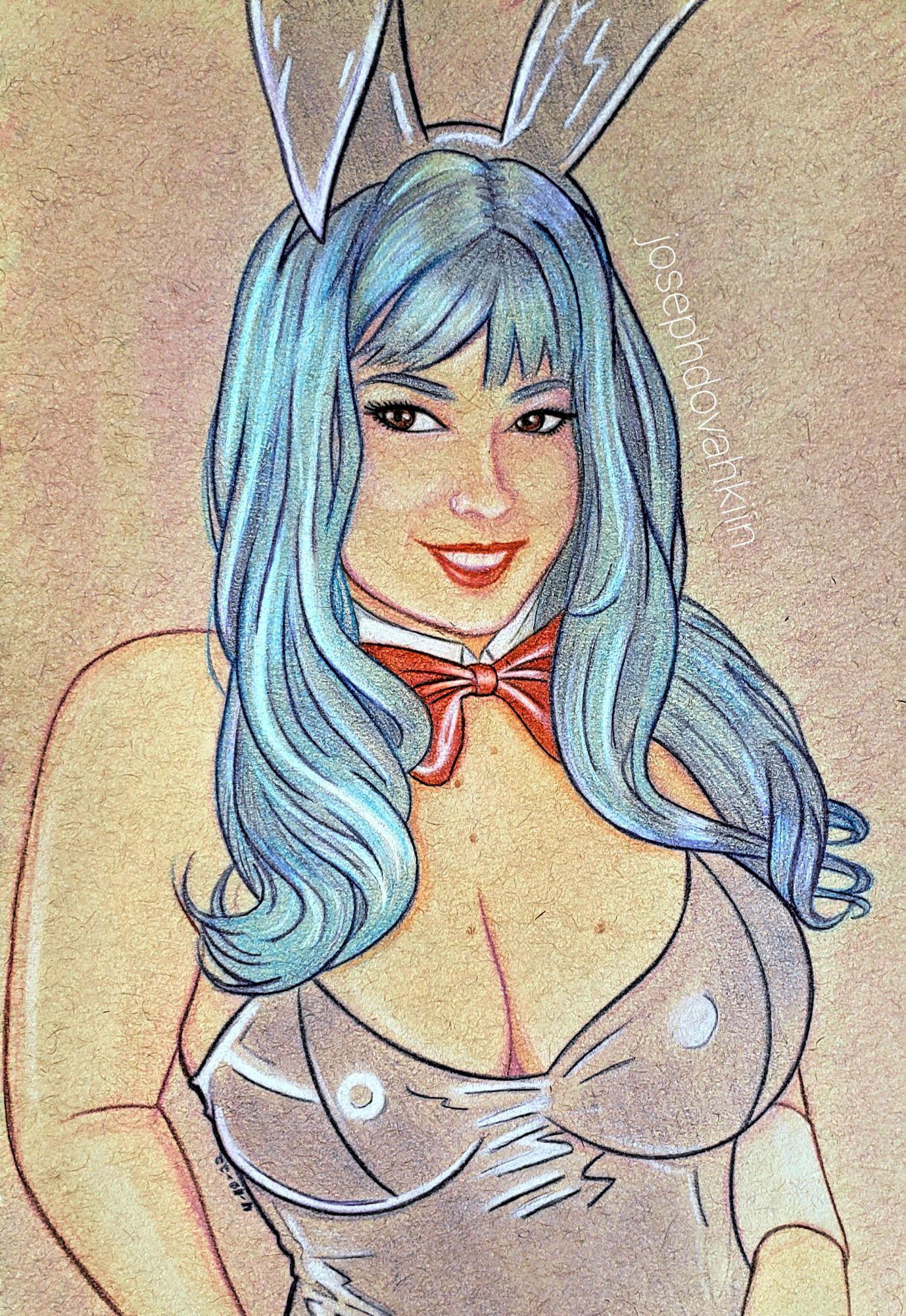 Drawing of Kaylajeancosplay's Bulma photo. Made with Prismacolor pencils.