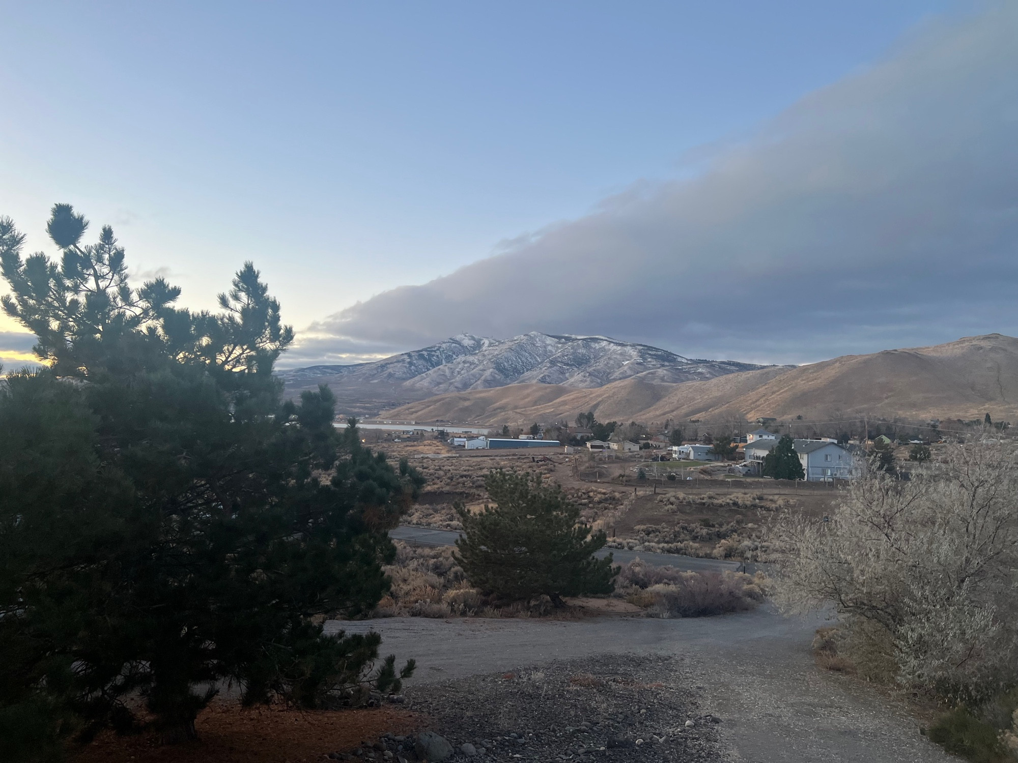 Lightly snow covered mountain at 6am