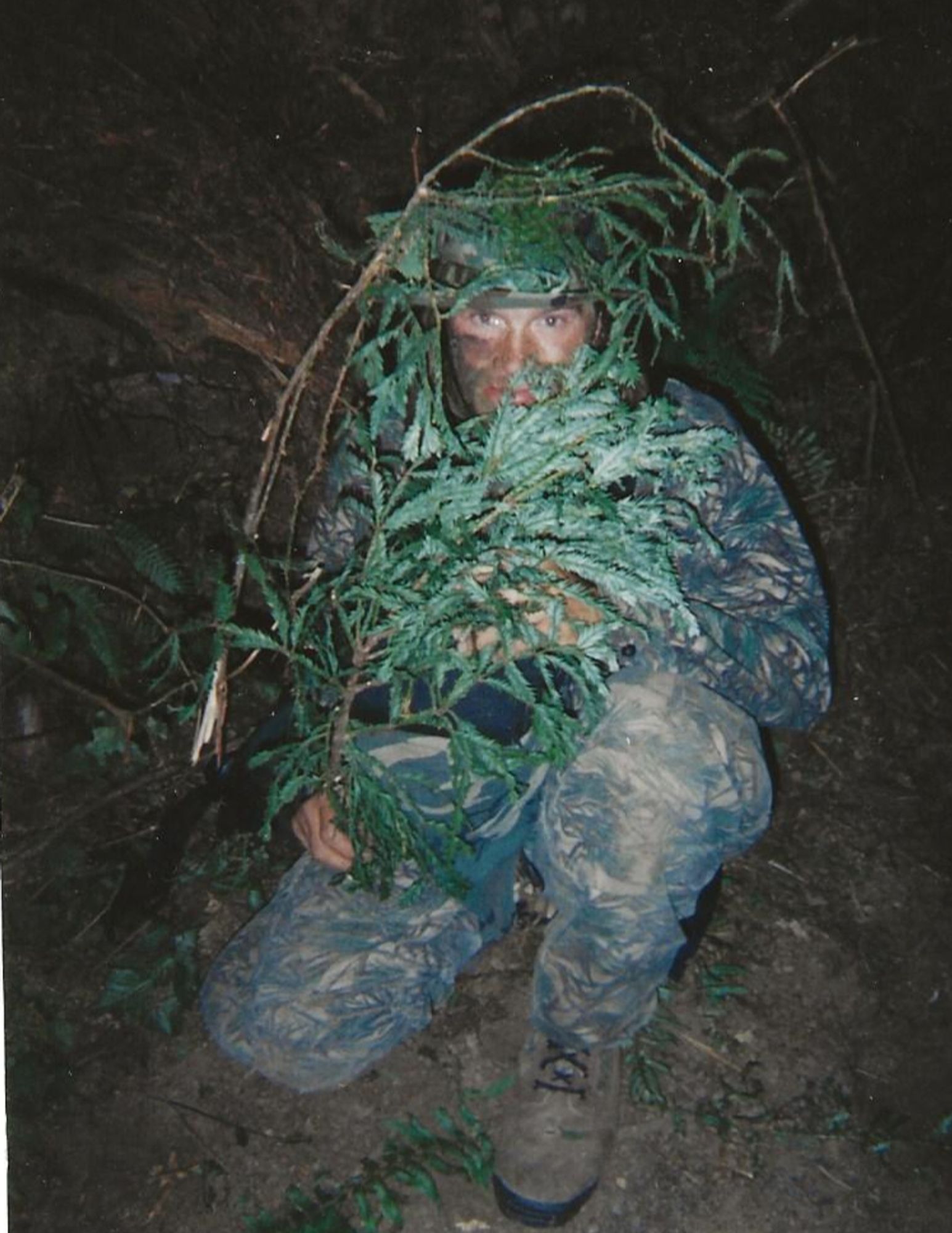 Redwoods Action,
few photos taken of me back then, by girlfriend in front of a redwood tree, not a wall... took off my ghillie suit already. Don't show that ever.