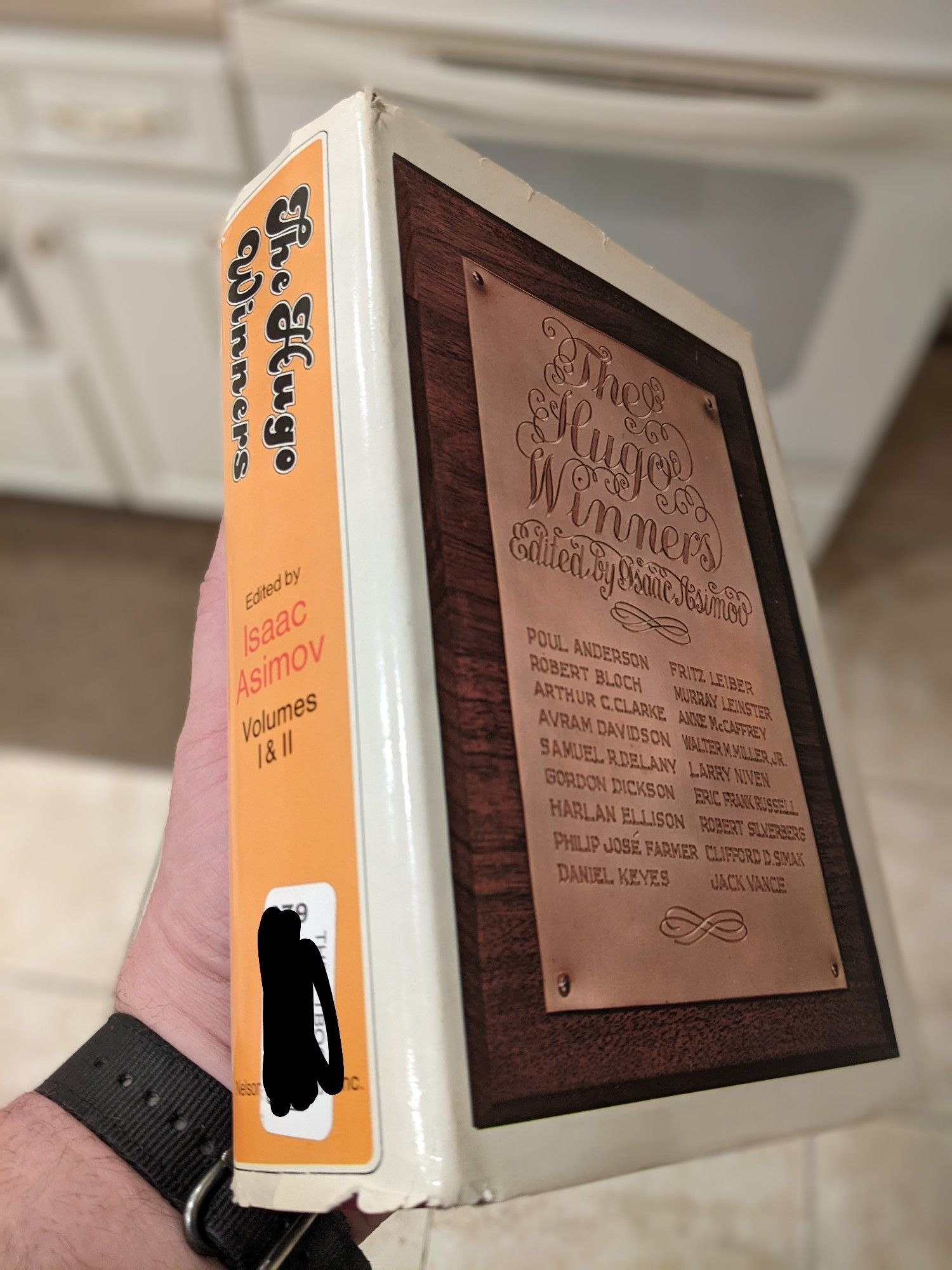 The Hugo winners, vol 1 and 2, hardcover, printed 1962, with outer sleeve still fairly intact, except for sticker from online store where he bought it.