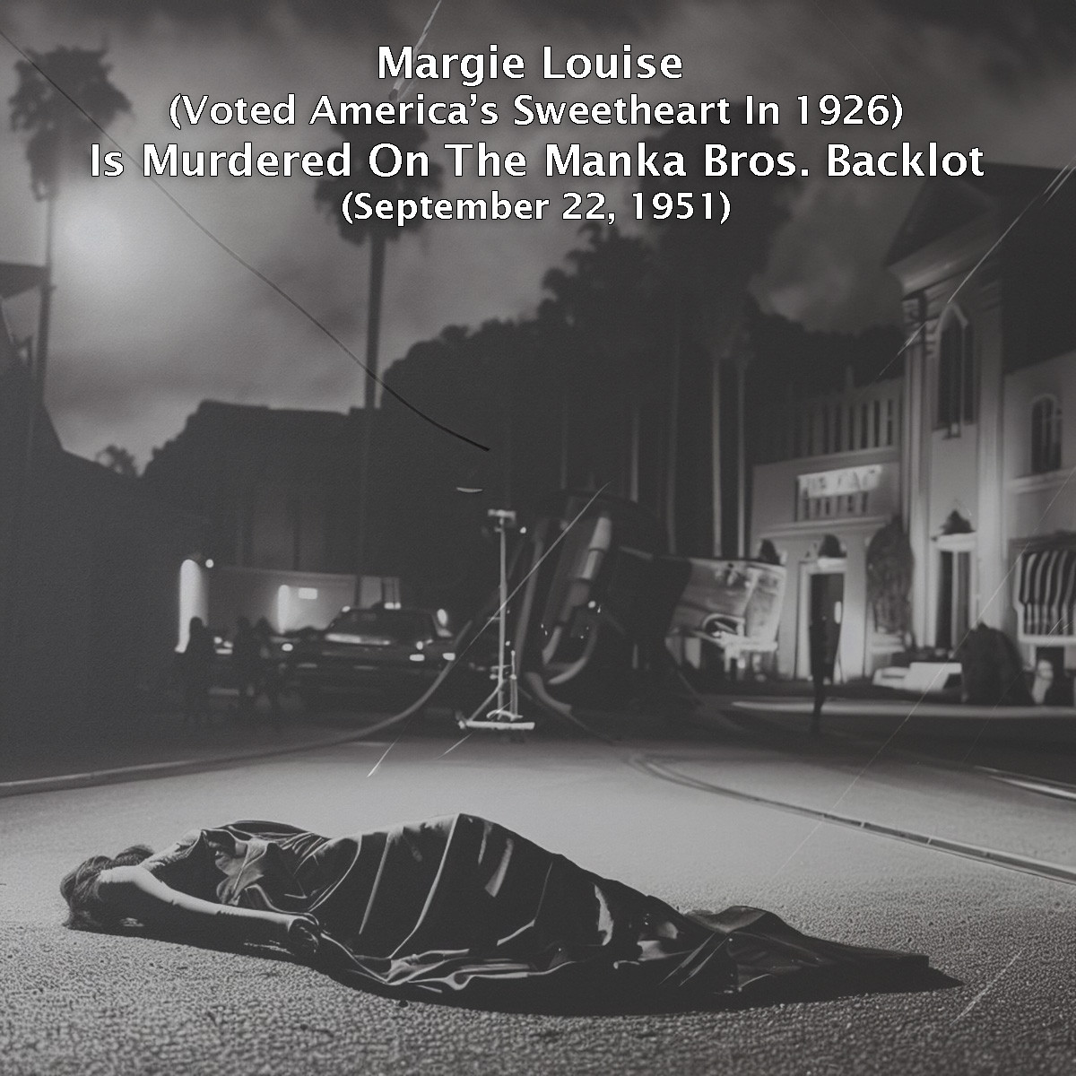 Image of the body of Margie Louise after her murder on the Manka Bros. Studios backlot - September 22, 1951