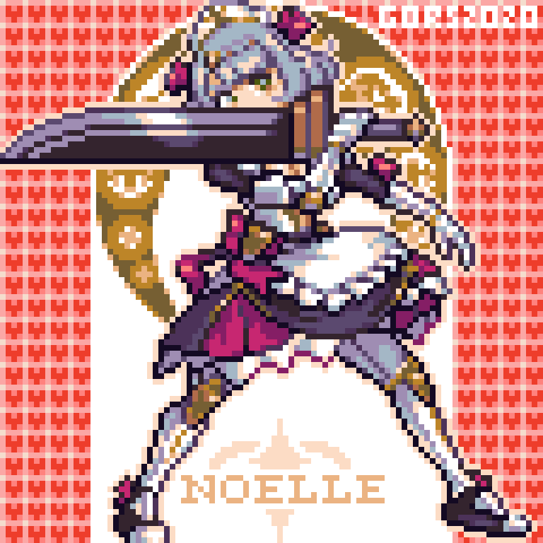 Noelle from mobile game "Genshin Impact", holding a greatsword with only one hand