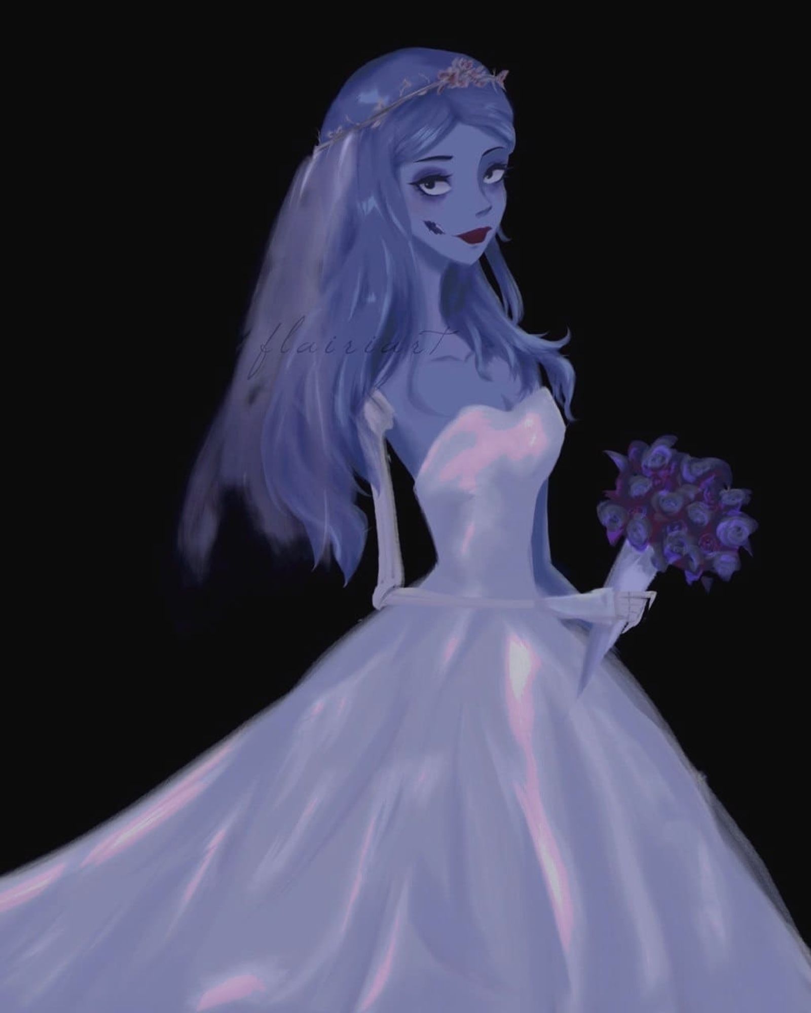 Emily the Corpse Bride in a wedding dress