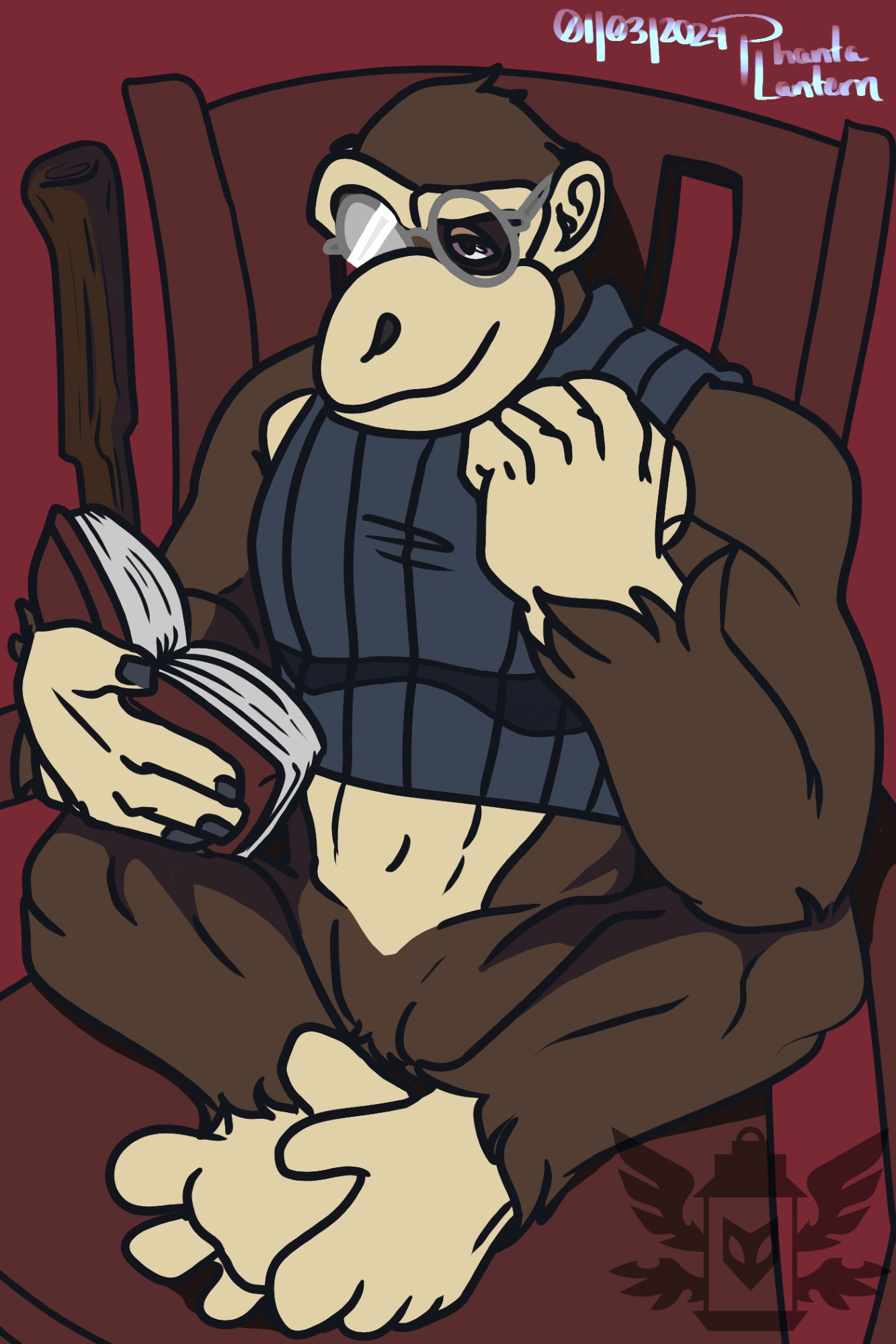 Digital art of Cranky Kong from the Donkey Kong Country series. This is a rendition of his younger self- a design that made its first and only appearance in the Donkey Kong Country television show in 1998.