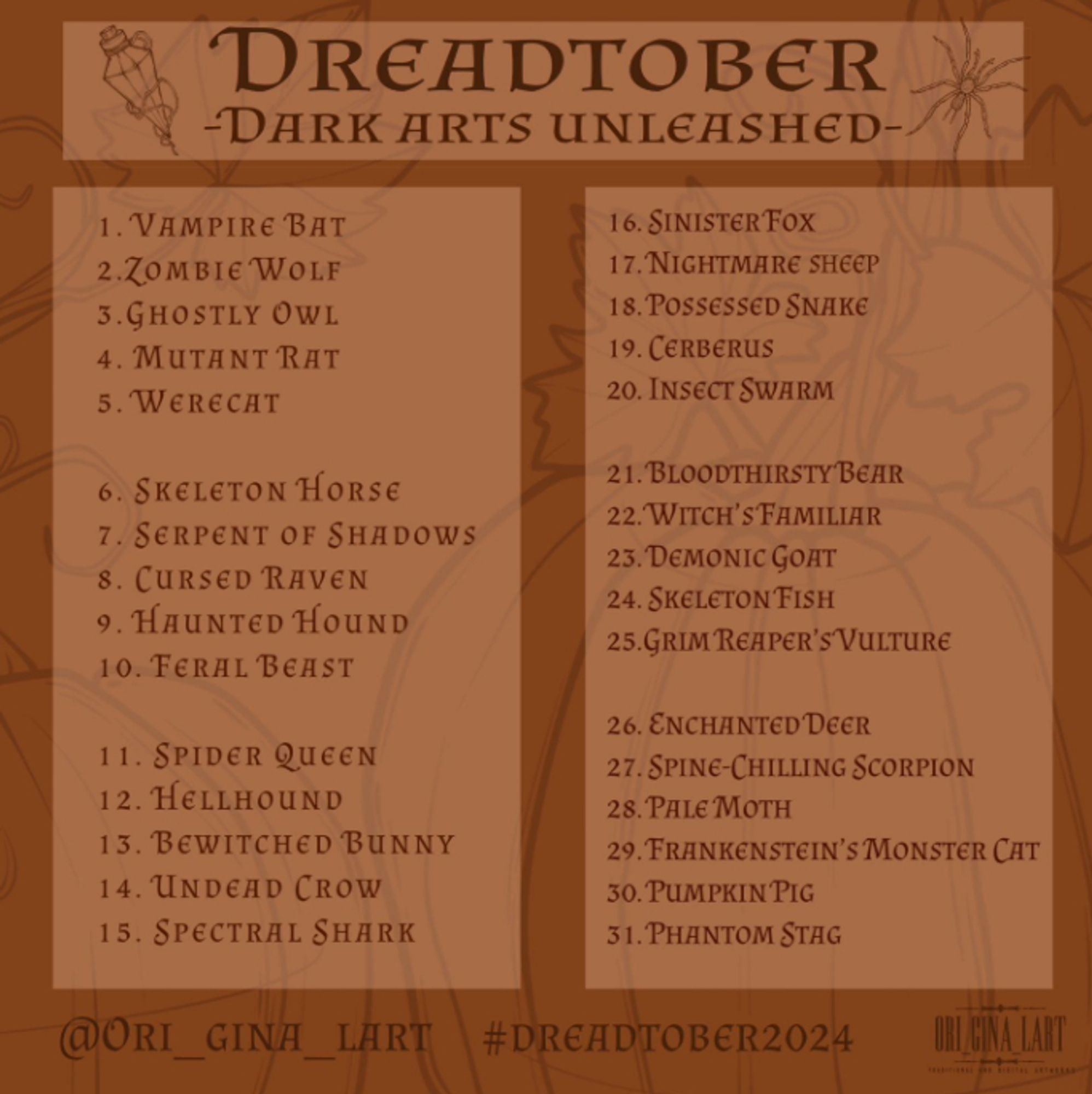 Dreadtober prompt list