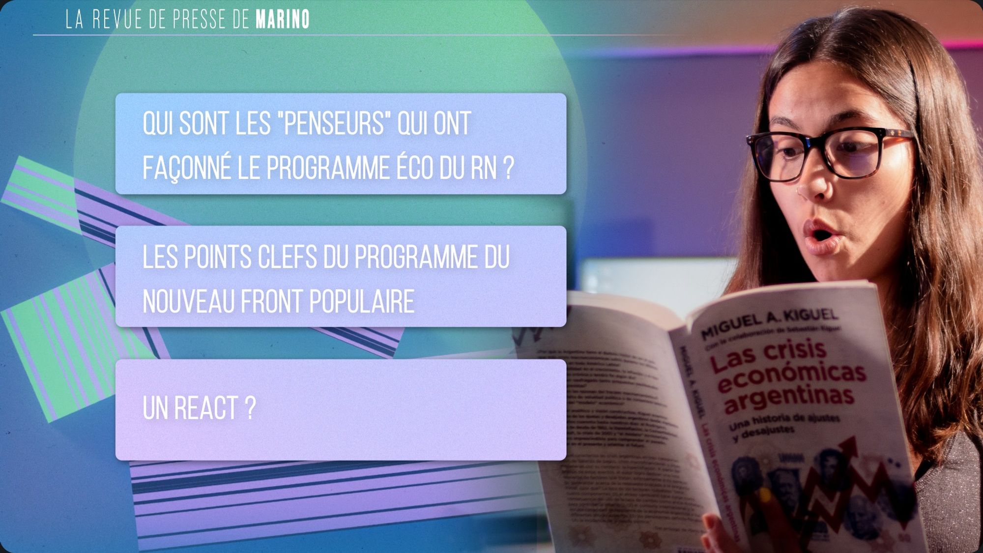 Programme de la revue de presse : 
- Qui sont les "penseurs" qui ont façonné le programme éco du RN ?
- Les points clefs du programme du Nouveau Front Populaire
- React ?