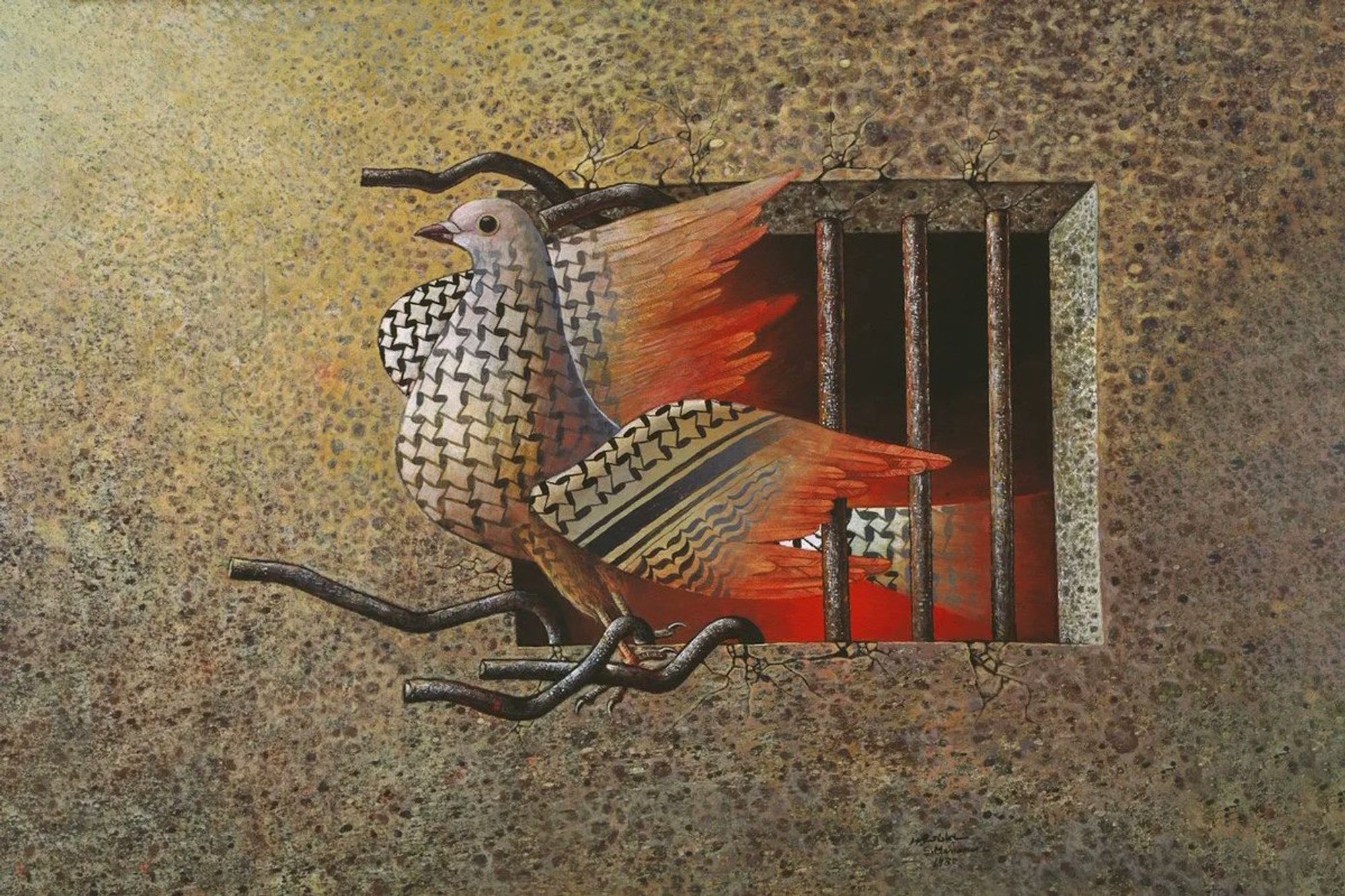 Sliman Mansour – Prisoner's Day, 1980