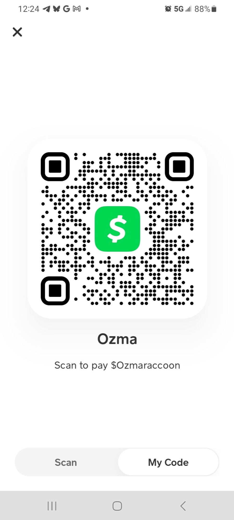 Cashapp screenshot for $ozmaraccoon