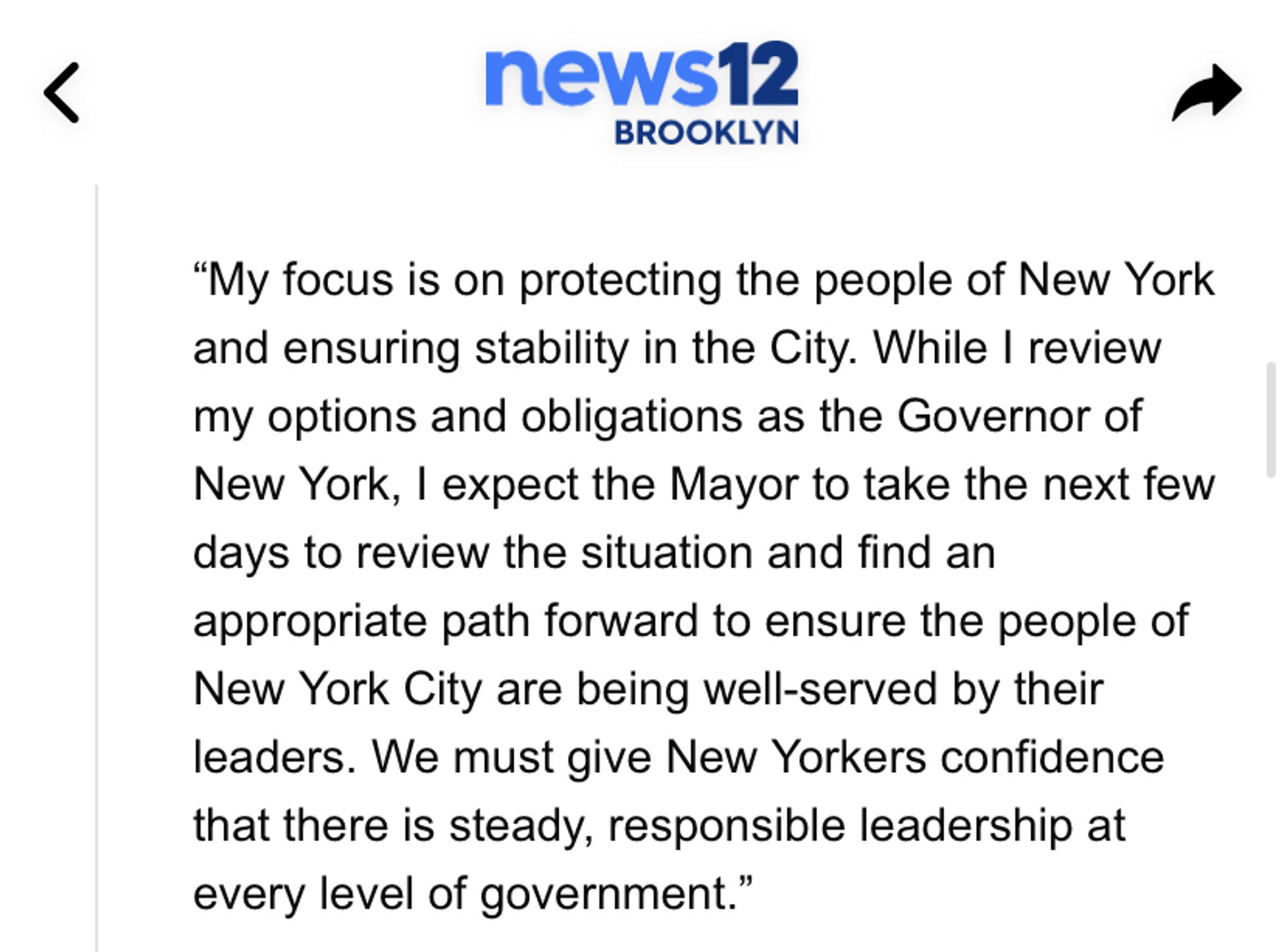 New York Gov. Kathy Hochul, half a day after her office said it was going to stay out of this for now, informs Eric Adams that he will either quit or she will fire him.