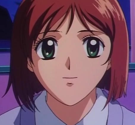 the cute one: kazumi with big ol' anime eyes to signify she is optimistic and loyal