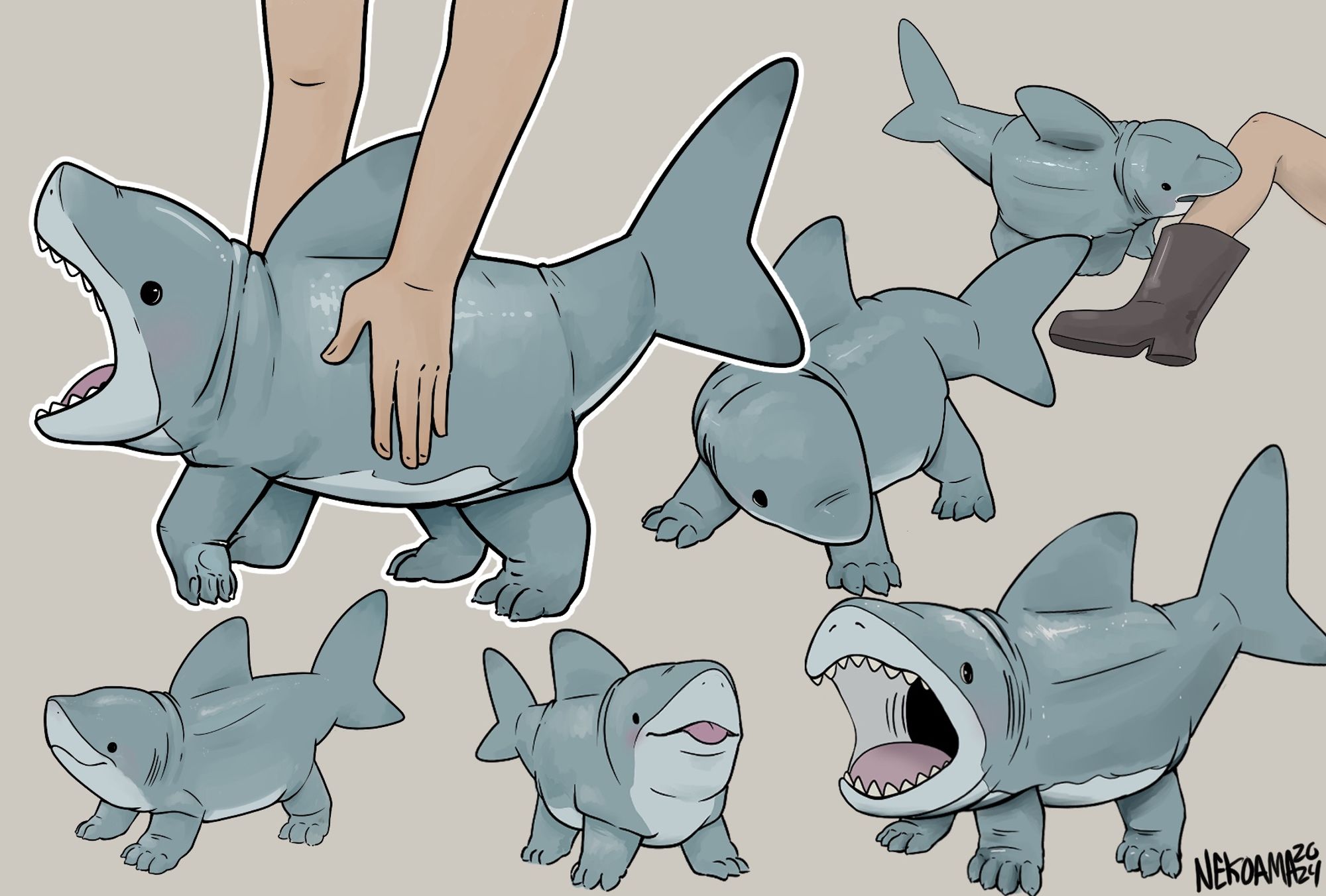 A Sharkpup, modeled after various Moo Deng pictures