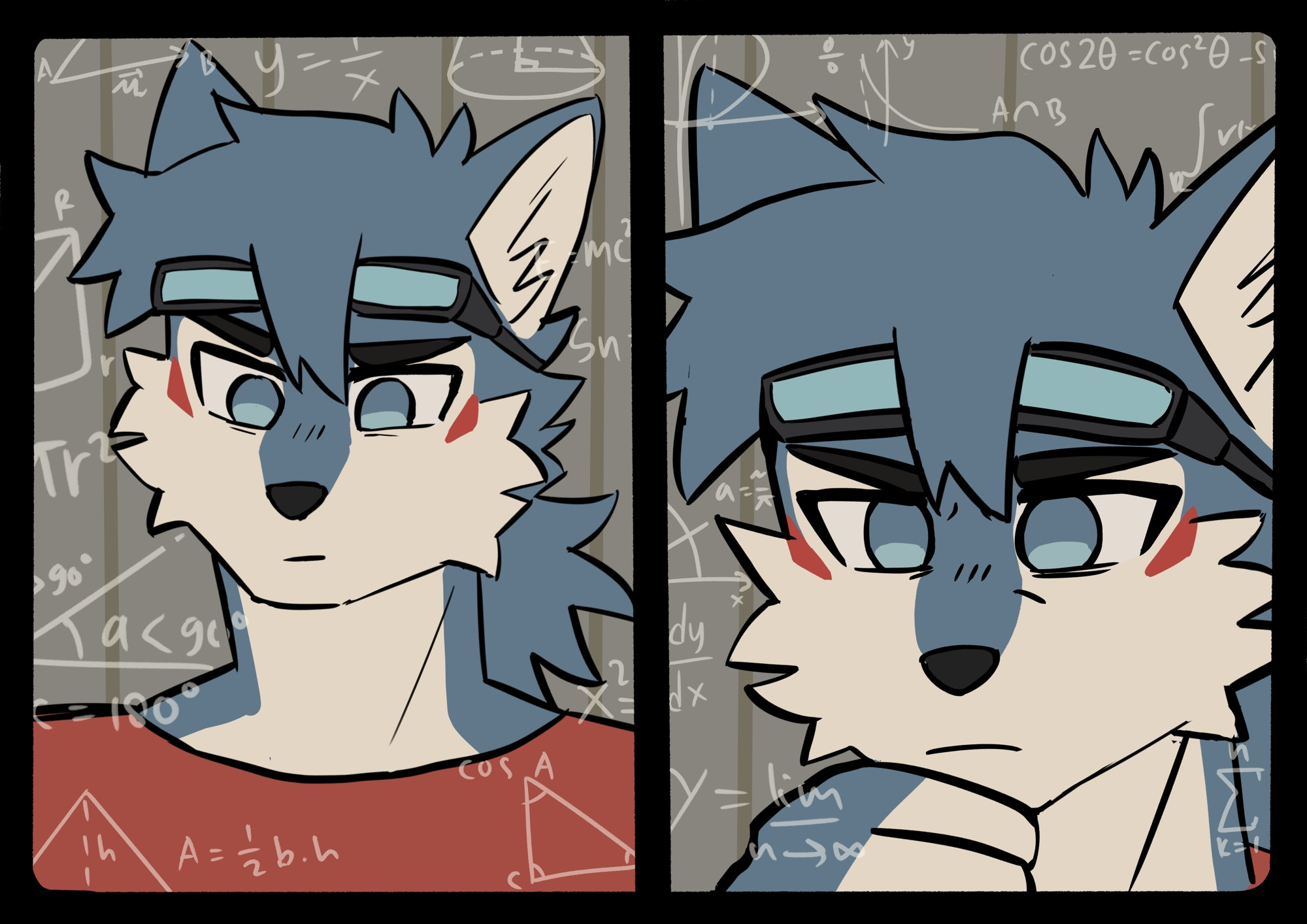 Blue wolf thinking hard meme