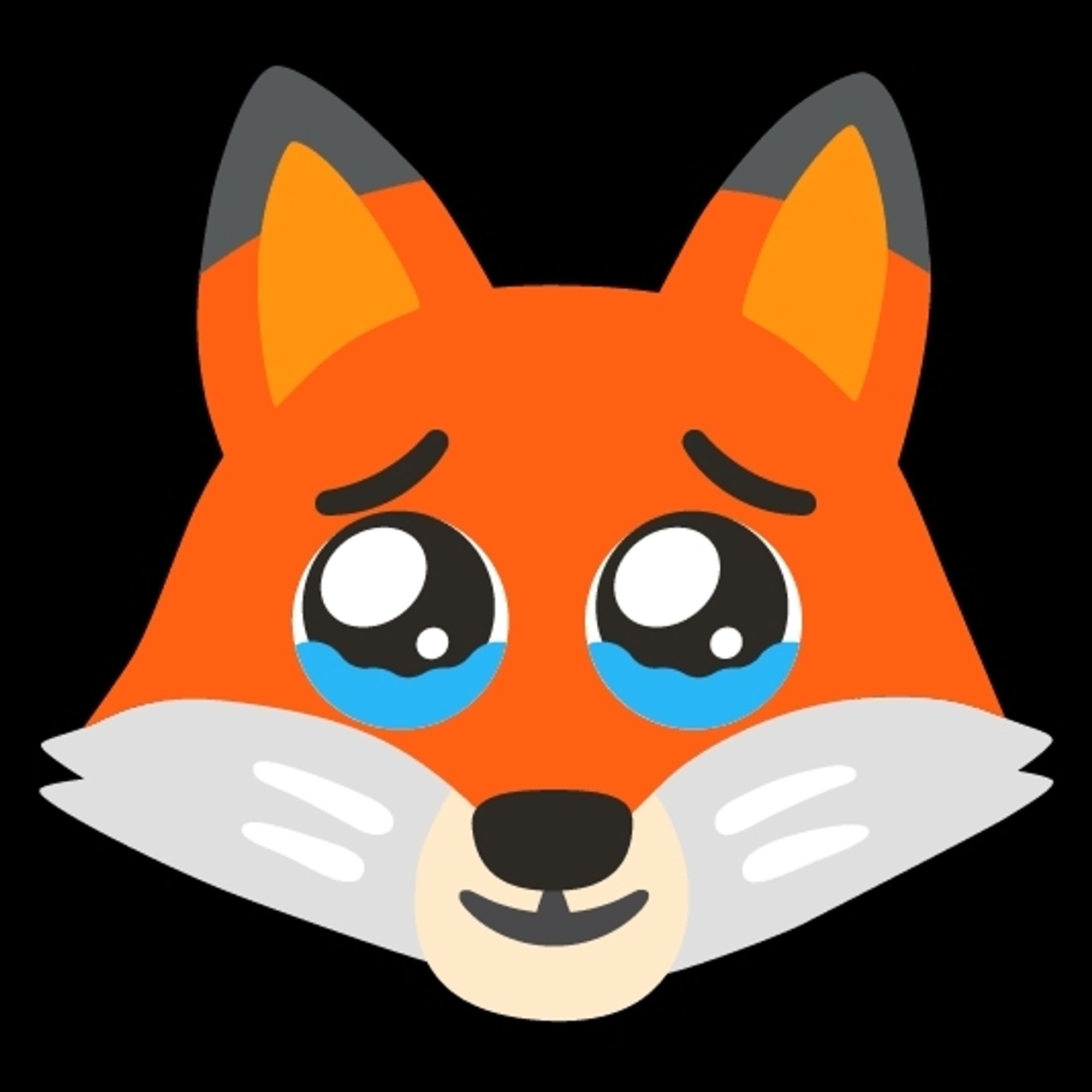 Large fox head emoji with happy tears filling its eyes