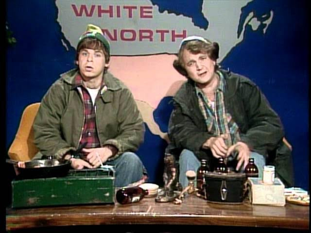 A screencap from Great White North featuring Bob and Doug McKenzie.