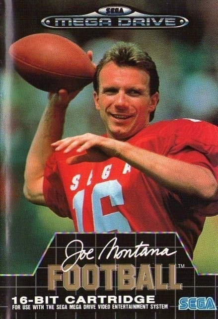 Front cover of Joe Montana football video game on the sega mega drive