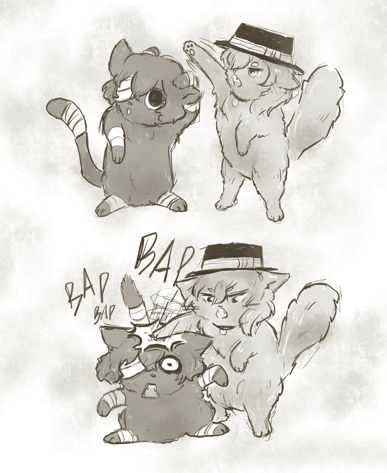 Soukoku as cats playing