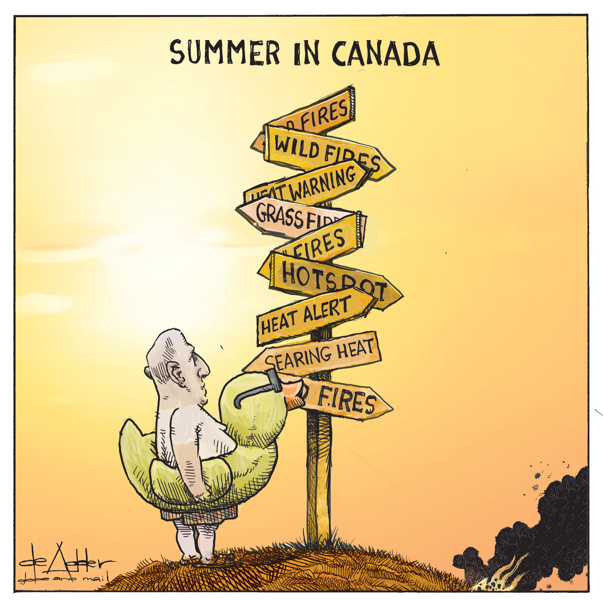 🥵🔥
Summer In Canada
Political Artwork by Michael de Adder
@deadder.bsky.social 
https://www.theglobeandmail.com/