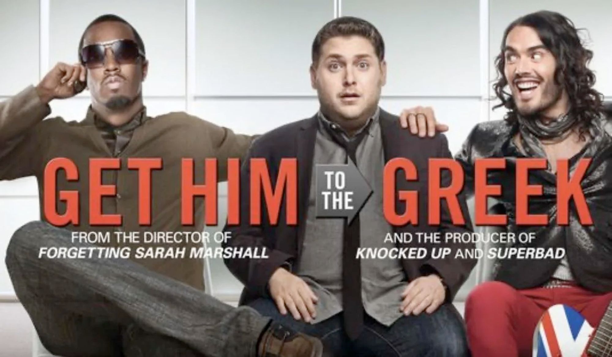 Poster for "Get Him to the Greek" with Diddy, Jonah Hill and Russell Brand