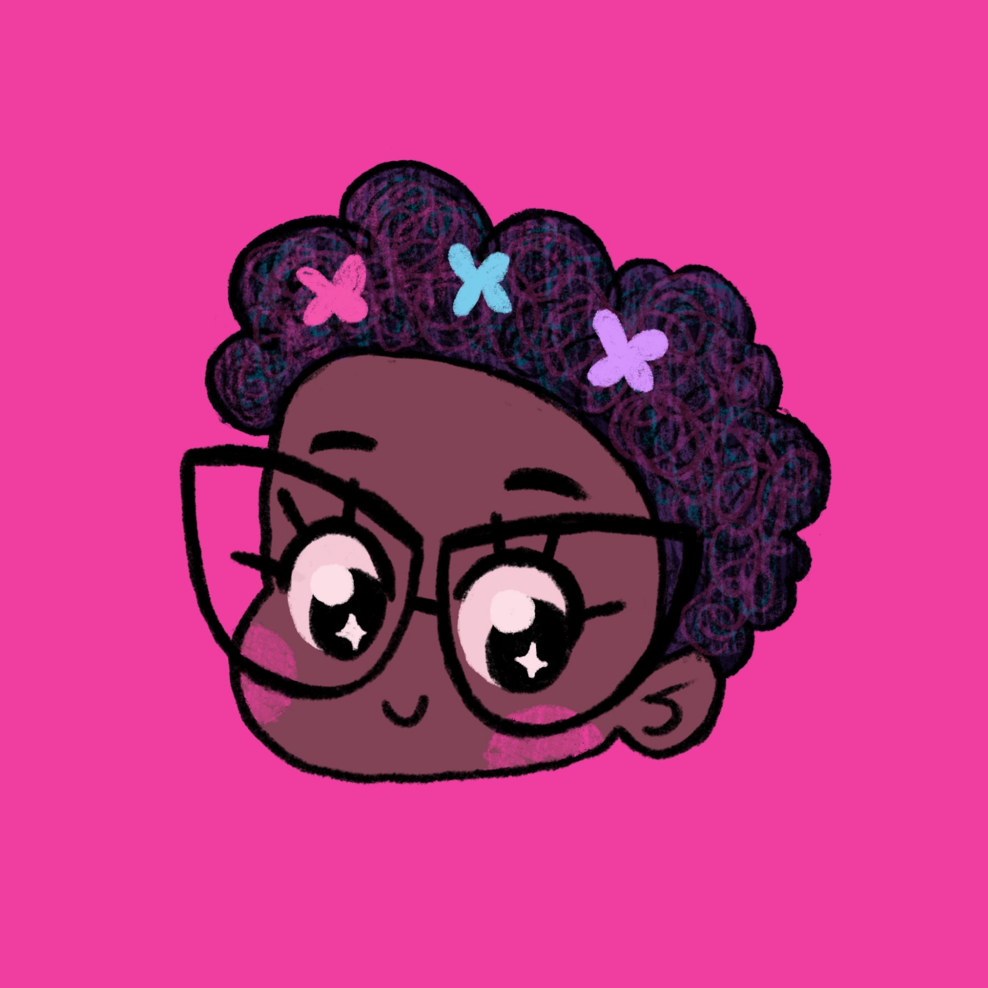 Cute self portrait with sparky eyes and butterfly clips