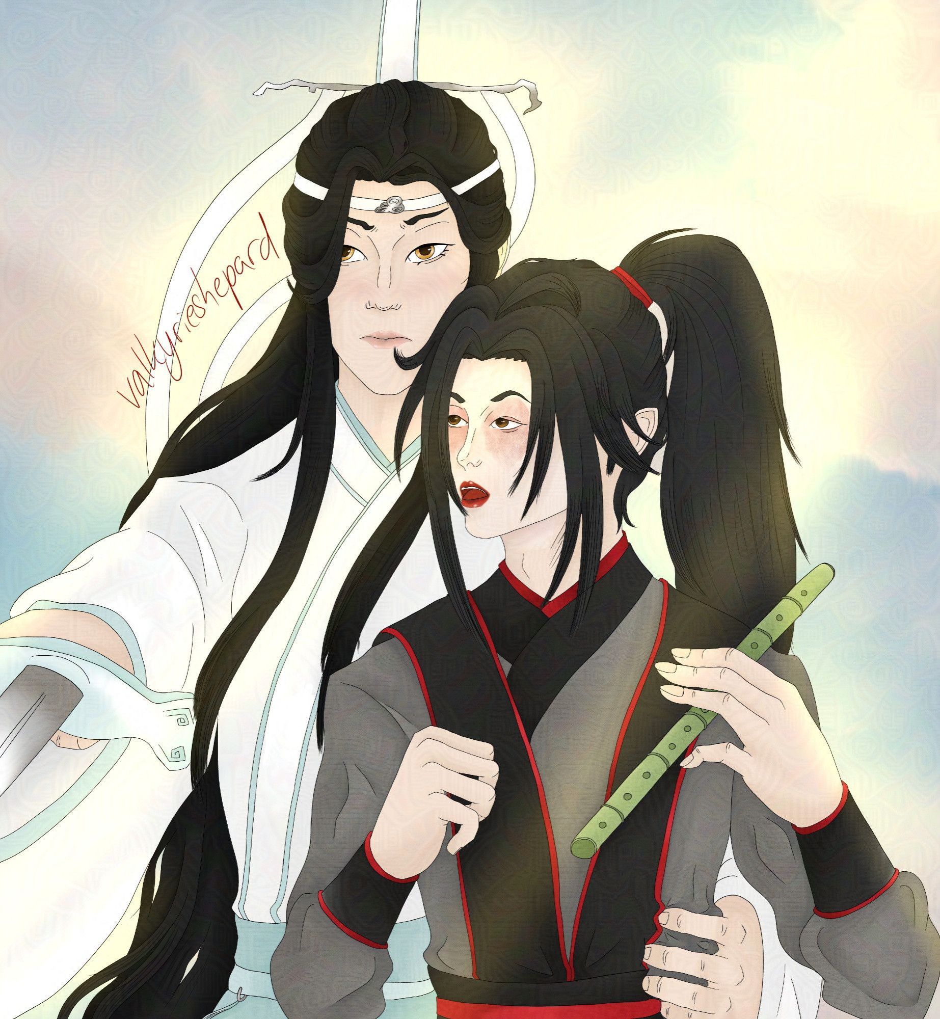 Mdzs fanart. Lan Wangji grabs Wei wuxian and brandishes a sword