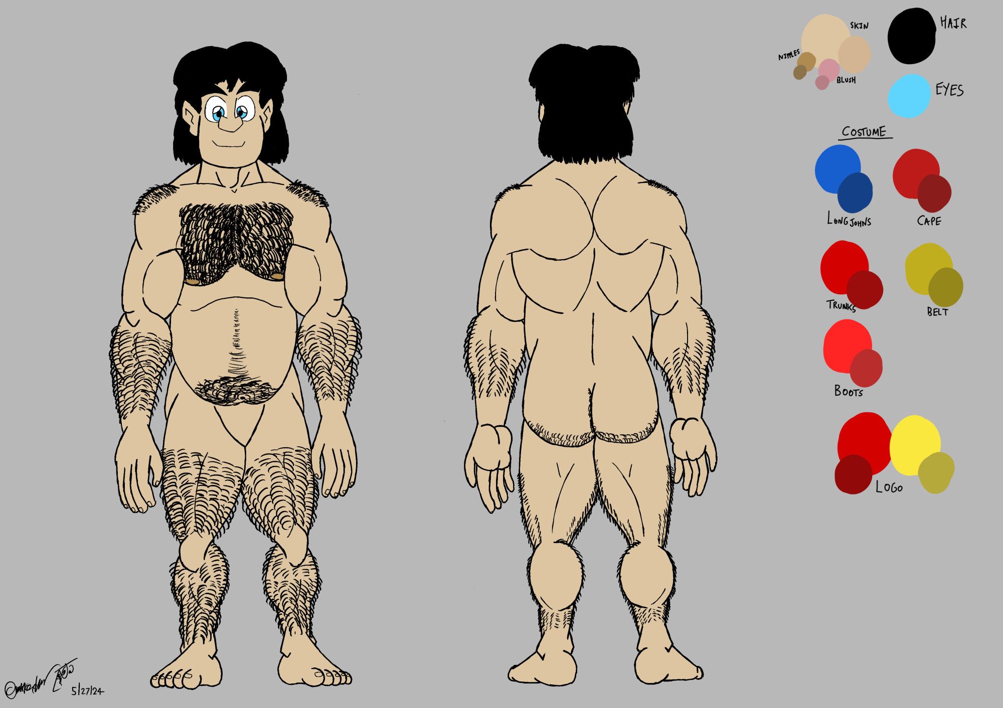 Another nude turnaround of Superman, but with no genitalia.