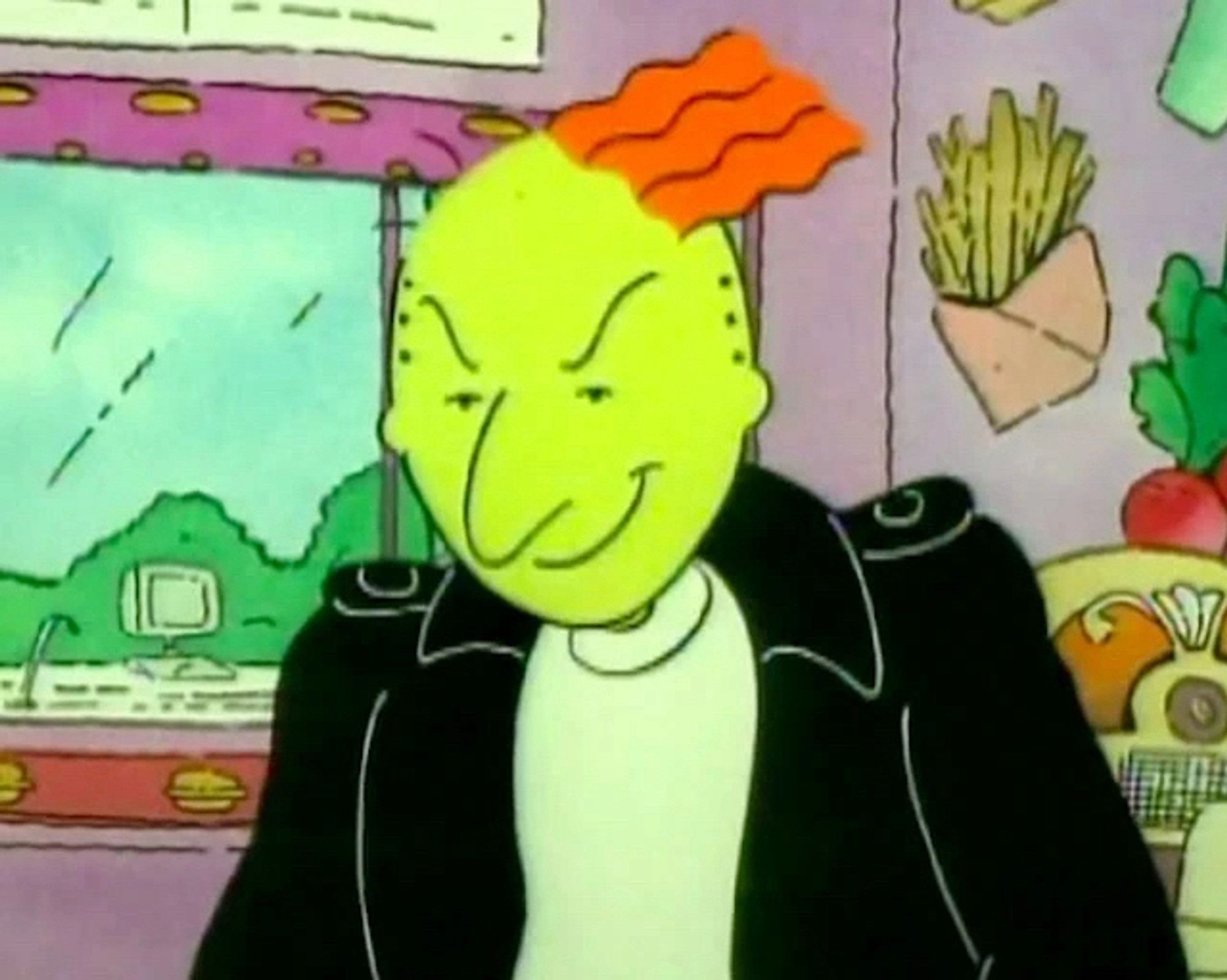 Roger Klotz from the TV show, Doug. He also has weird forehead only hair.