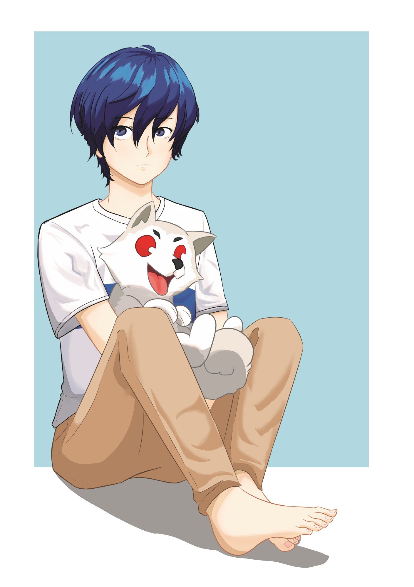 an Illustration of Makoto Yuki and Koro Plushie for March 5th 2024