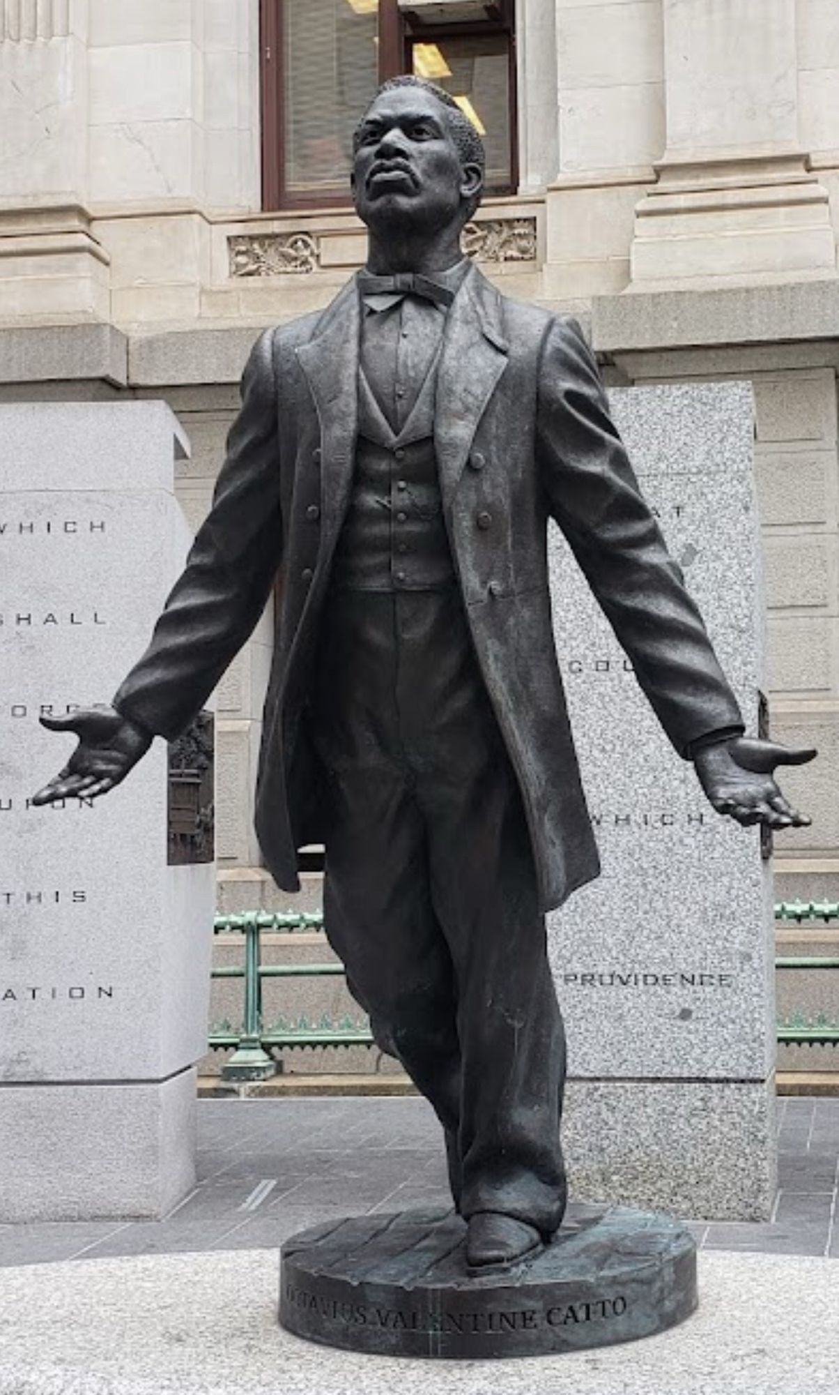 A statue of Octavius Catto outside of Philadelphia City Hall