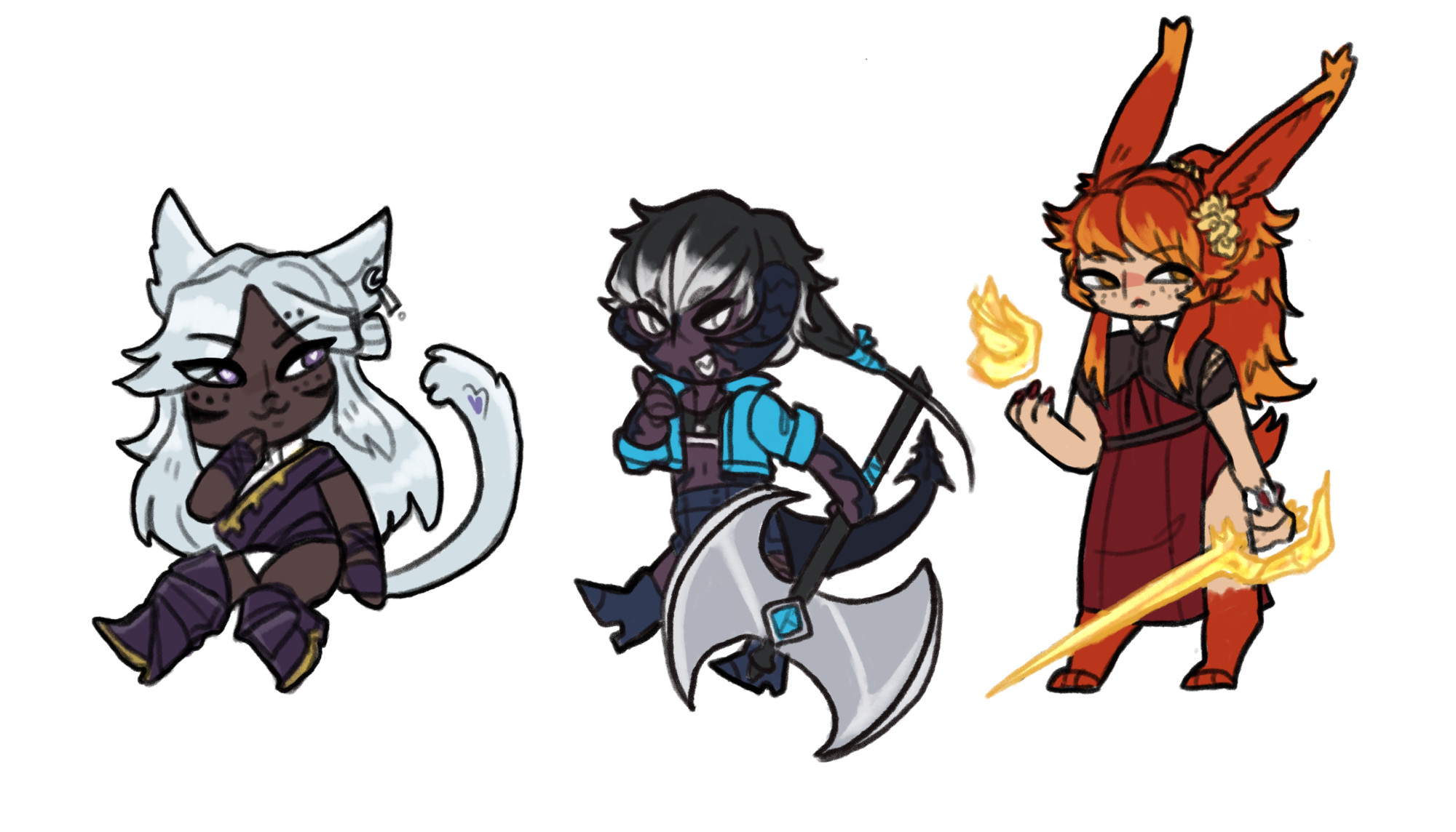 3 Small chibis of Final Fantasy Fourteen characters