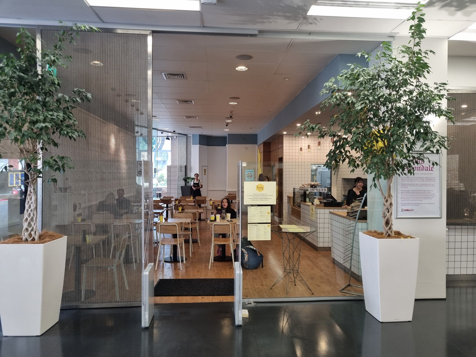 View from the ground floor of Auckland Central Library into the reopened café