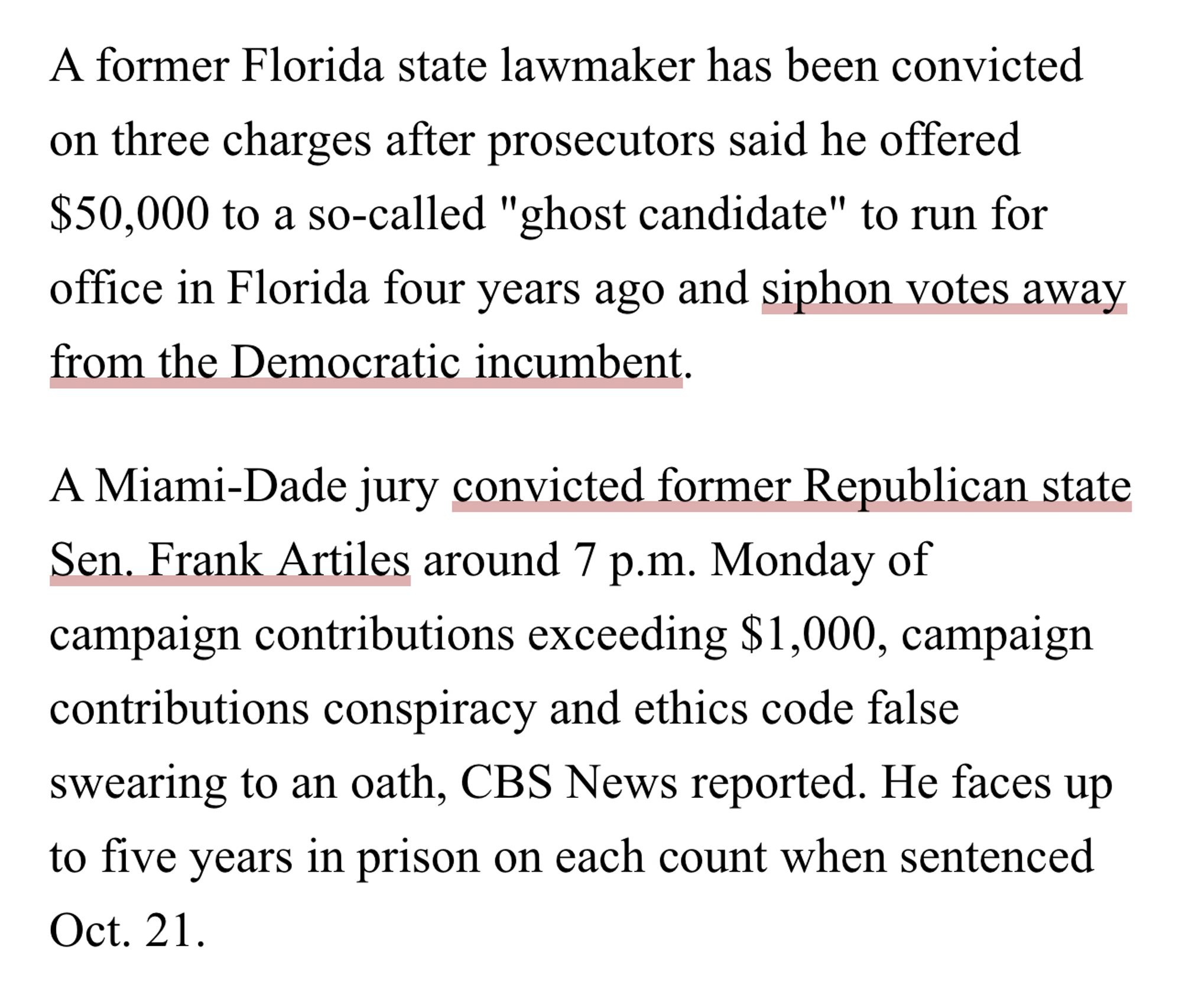 A former Florida state lawmaker has been convicted on three charges after prosecutors said he offered $50,000 to a so-called "ghost candidate" to run for office in Florida four years ago and siphon votes away from the Democratic incumbent.
A Miami-Dade jury convicted former Republican state
Sen. Frank Artiles around 7 p.m. Monday of campaign contributions exceeding $1,000, campaign contributions conspiracy and ethics code false swearing to an oath, CBS News reported. He faces up to five years in prison on each count when sentenced