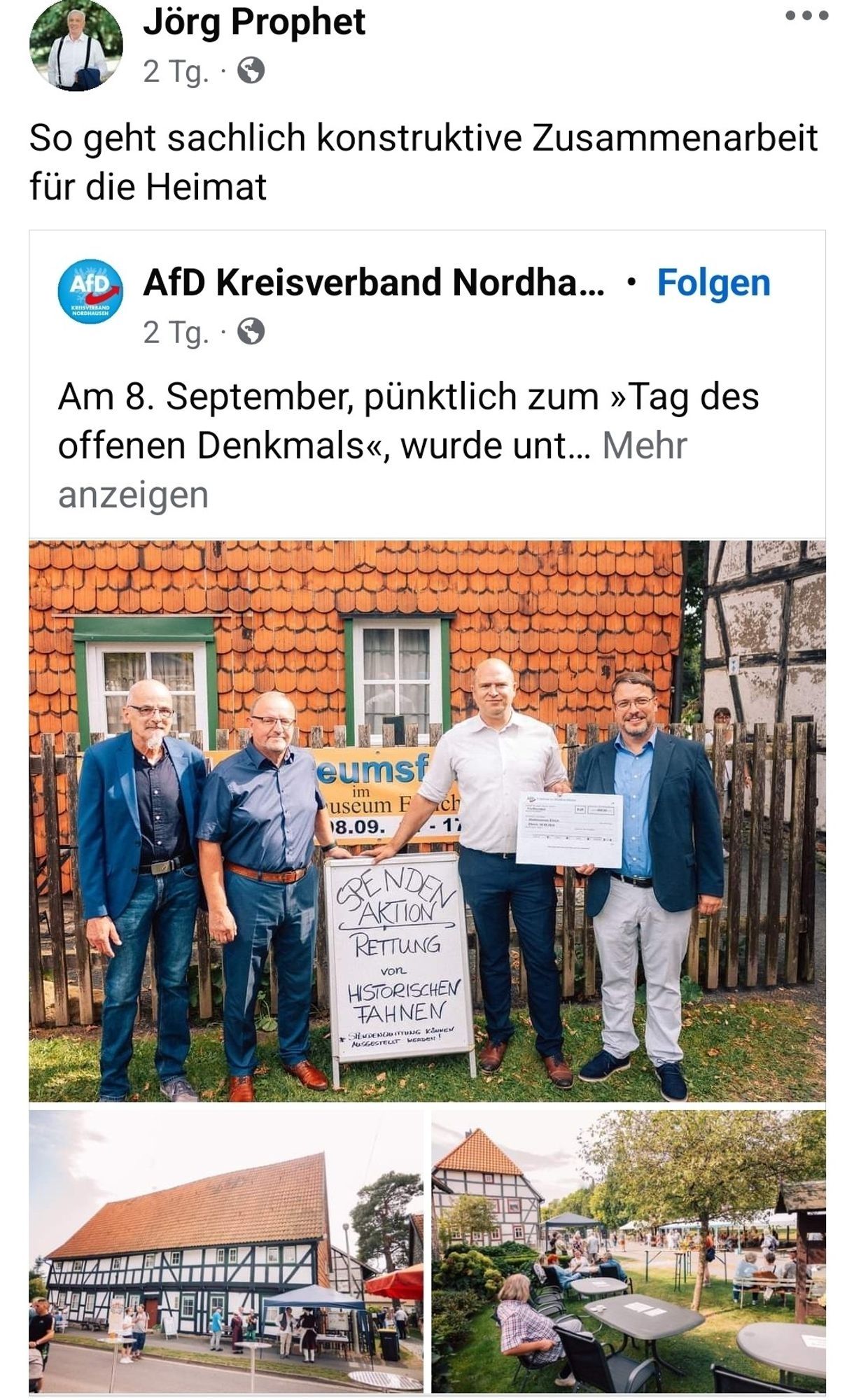 Screenshot eines politischen Propagandaposts der noAfD im Lankreis Nordhausen.