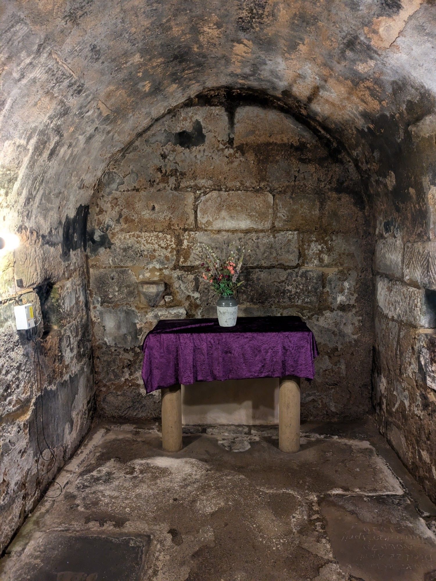 An alter in the crypt in Hexham abbey