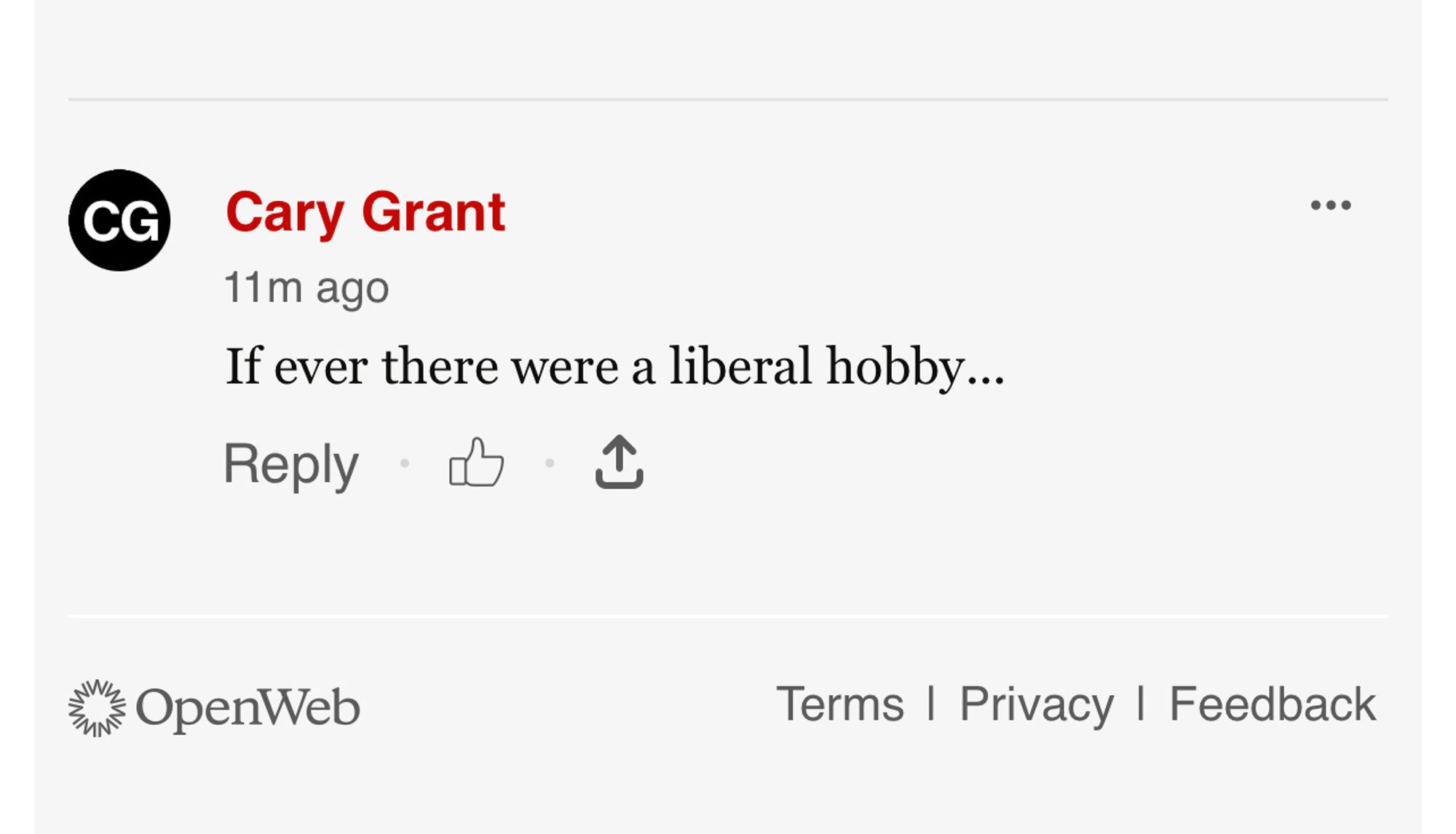 Comment: “If ever there were a liberal hobby...”