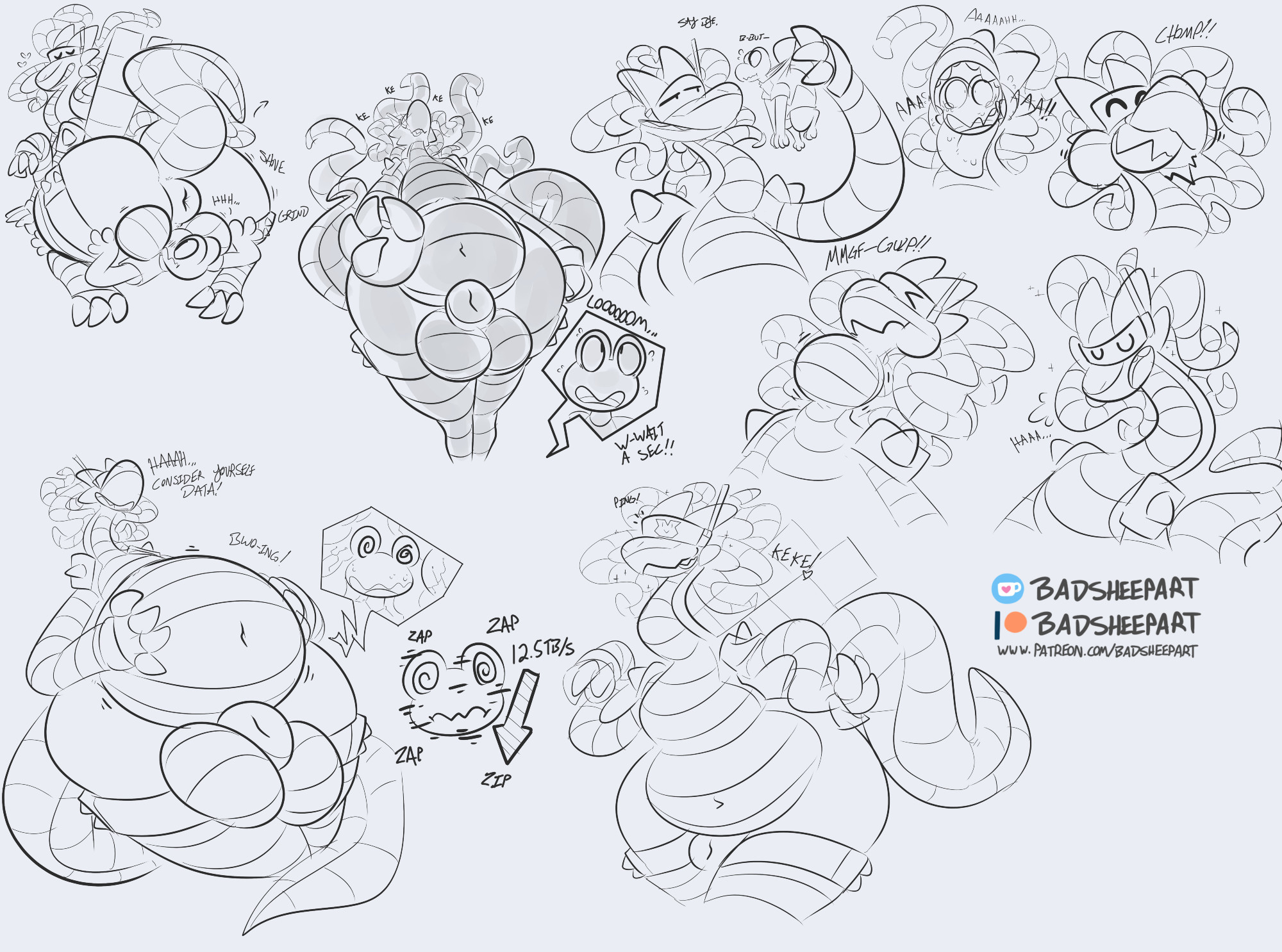 A sketchpage from Badsheepart, back when I used to be more synthy than cybery!! 