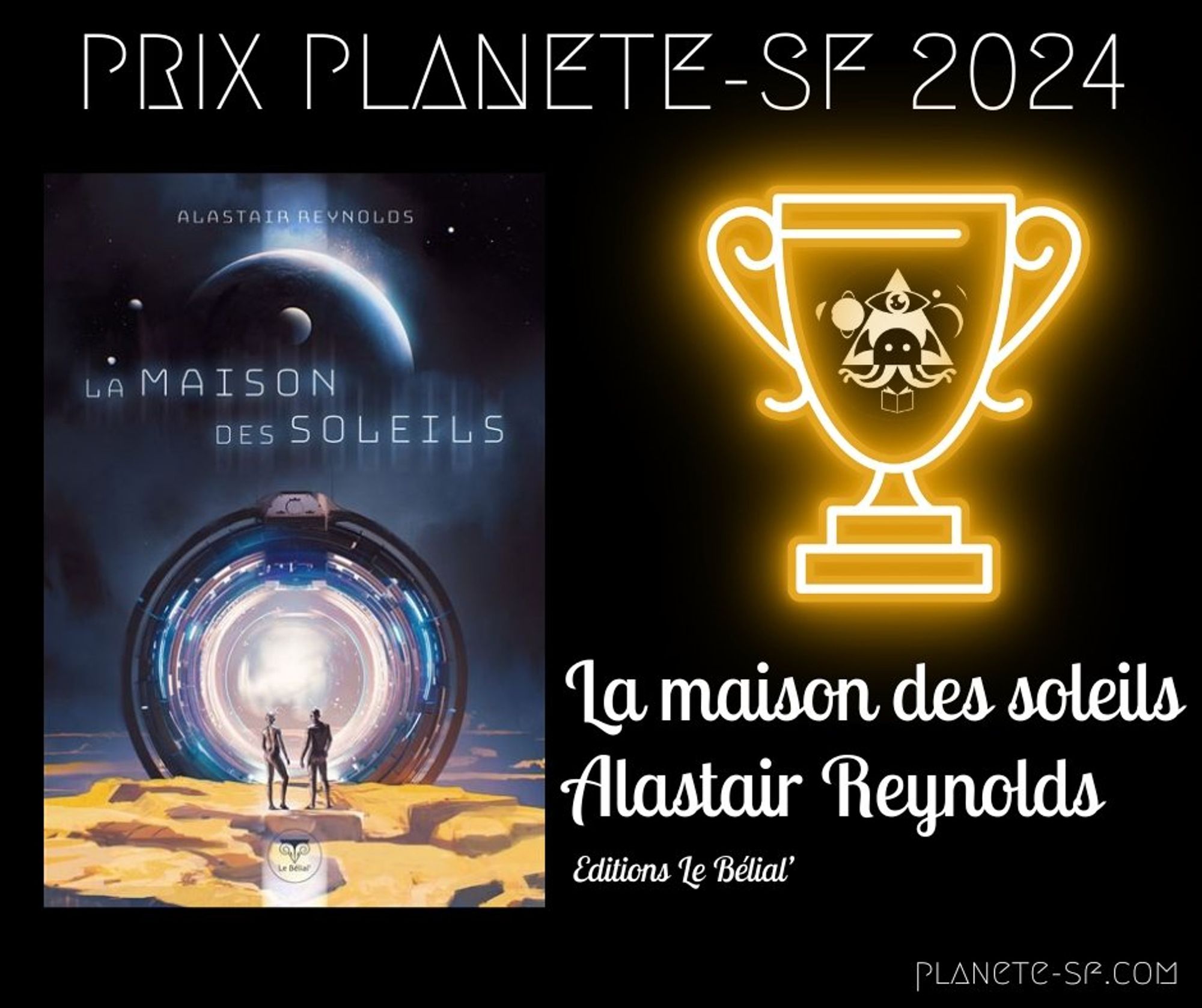 La couverture du roman "La maison des soleils" de Alastair Reynolds, lauréat du Prix Planète-SF 2024