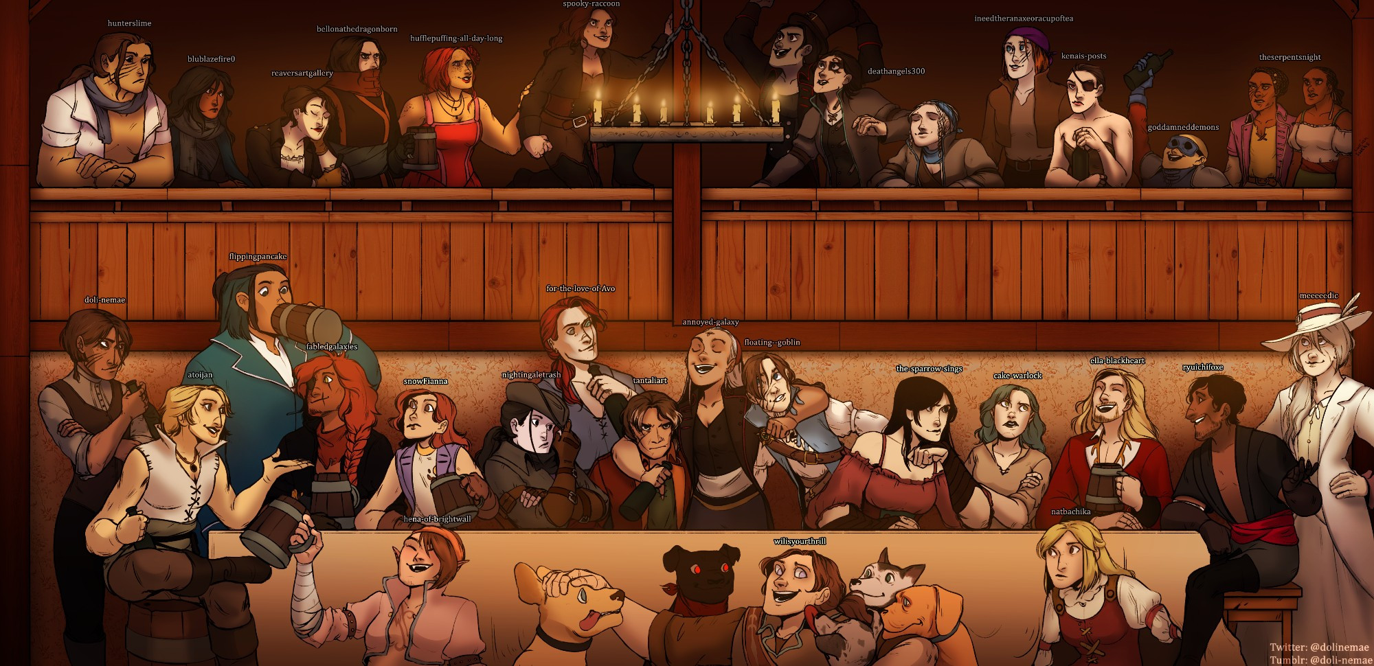 A BIG drawing with a bunch of Sparrows from various members of Fable fandom. It looks a bit like Last Supper and there's around 20 of them I think