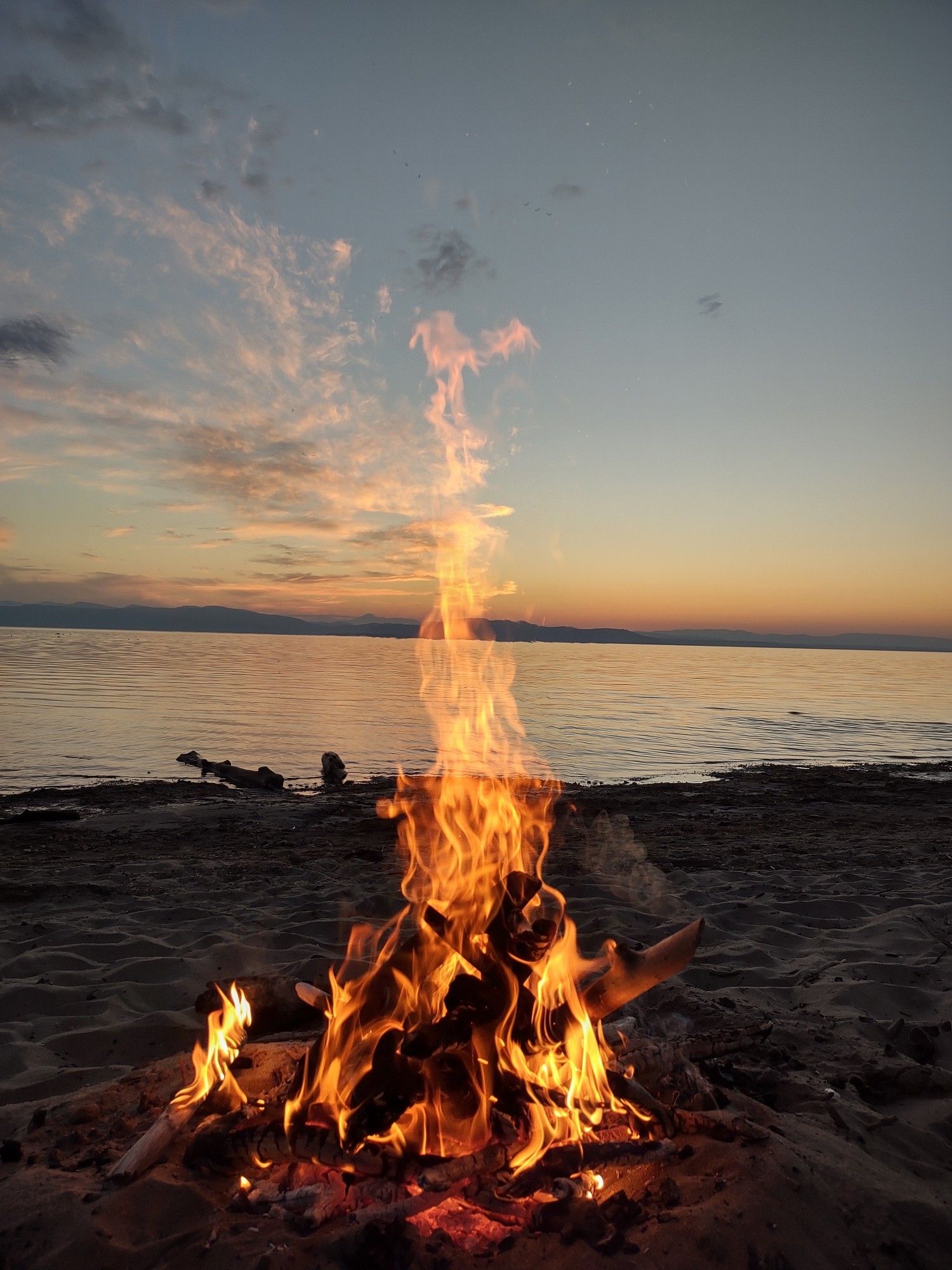 Not necessarily legal bonfire Lake Champlain Burlington Vermont September 30 2024