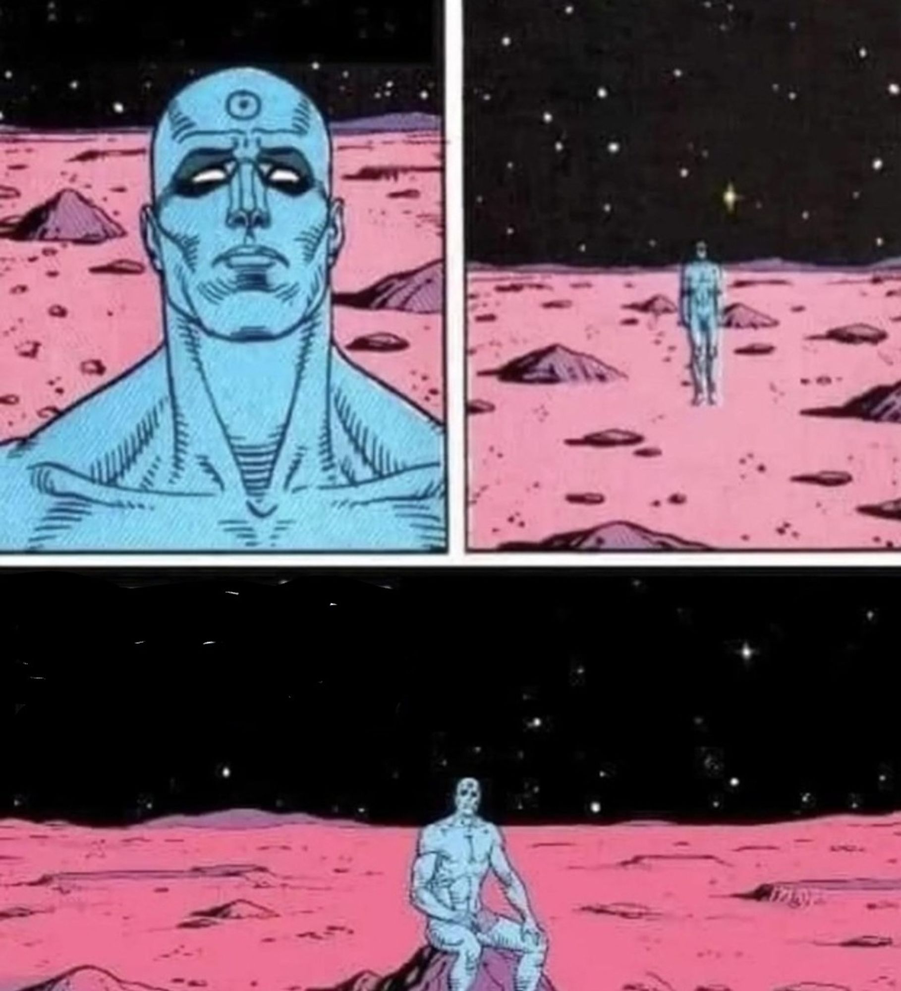 Dr Manhattan experiencing the same thing across multiple years