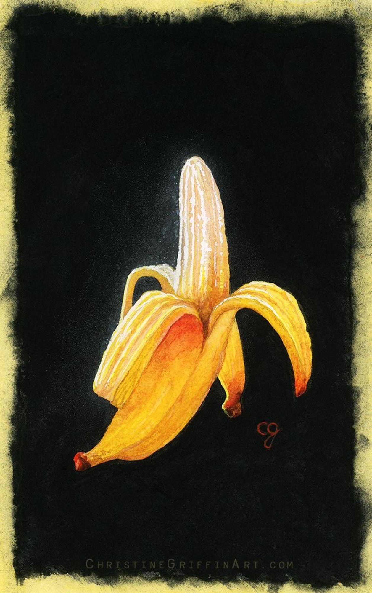 A watercolor painting of a banana. Yep, that's it.