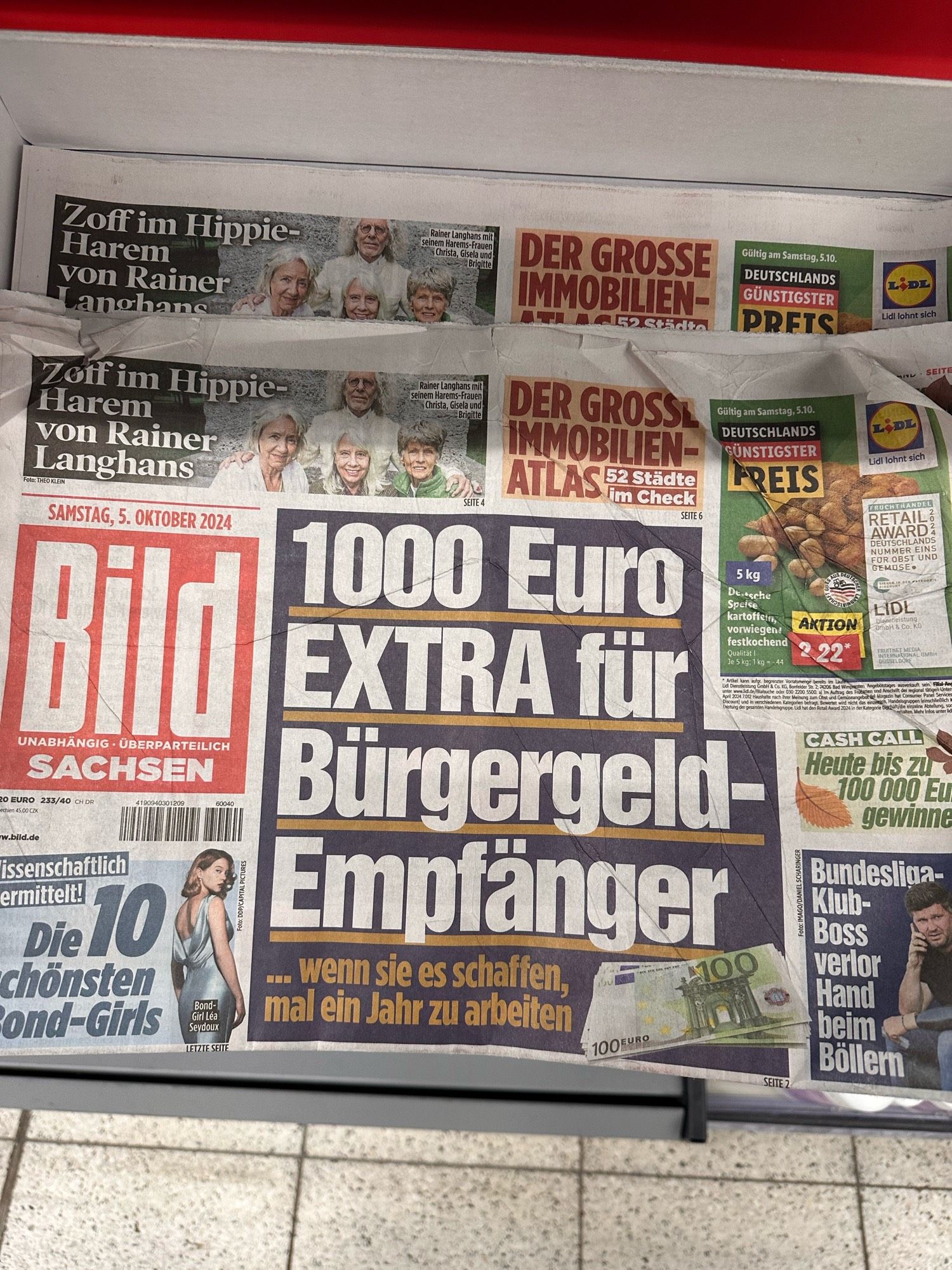 Bild Titelseite: „1000 Euro EXTRA für Bürgergeldempfänger…wenn sie es schaffen, mal ein Jahr zu arbeiten“